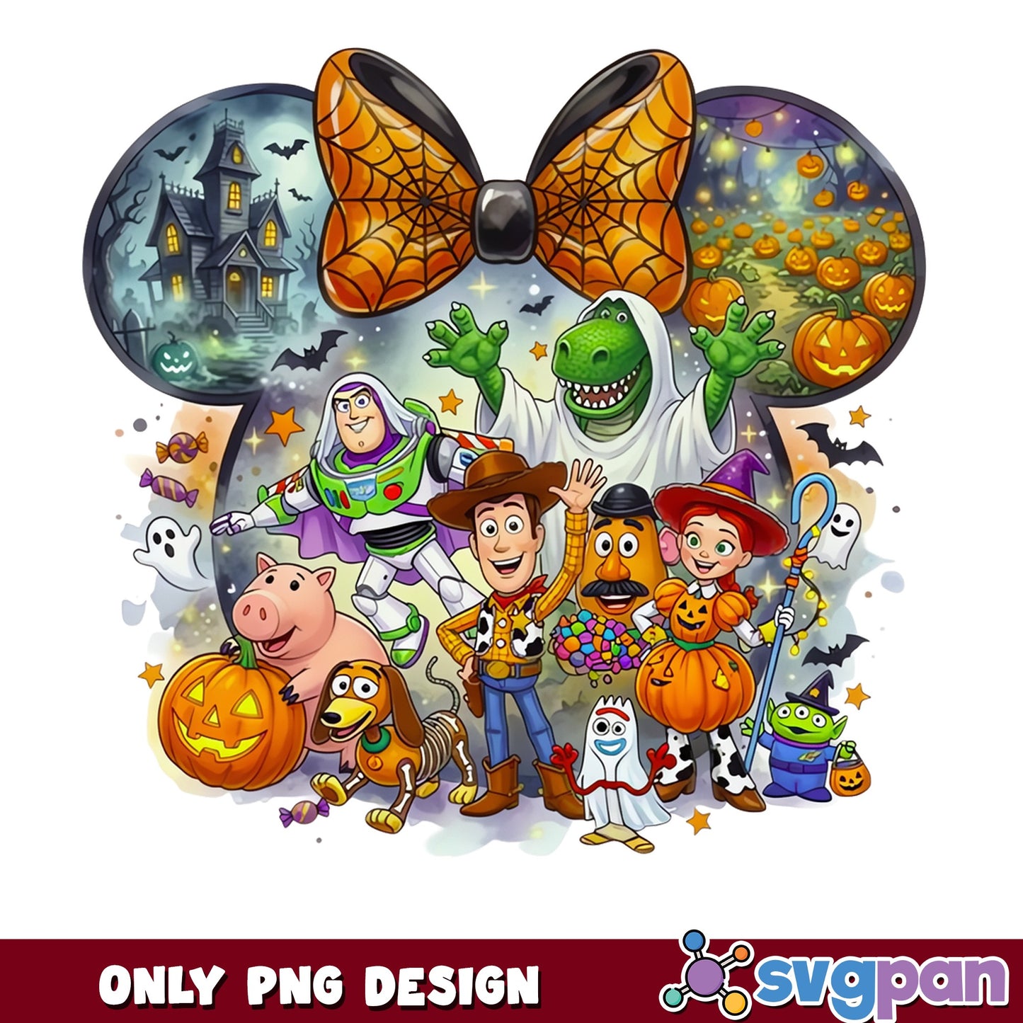 Woody Buzz Lightyear Halloween PNG, Toy Story Disney PNG, Minnie Ears PNG