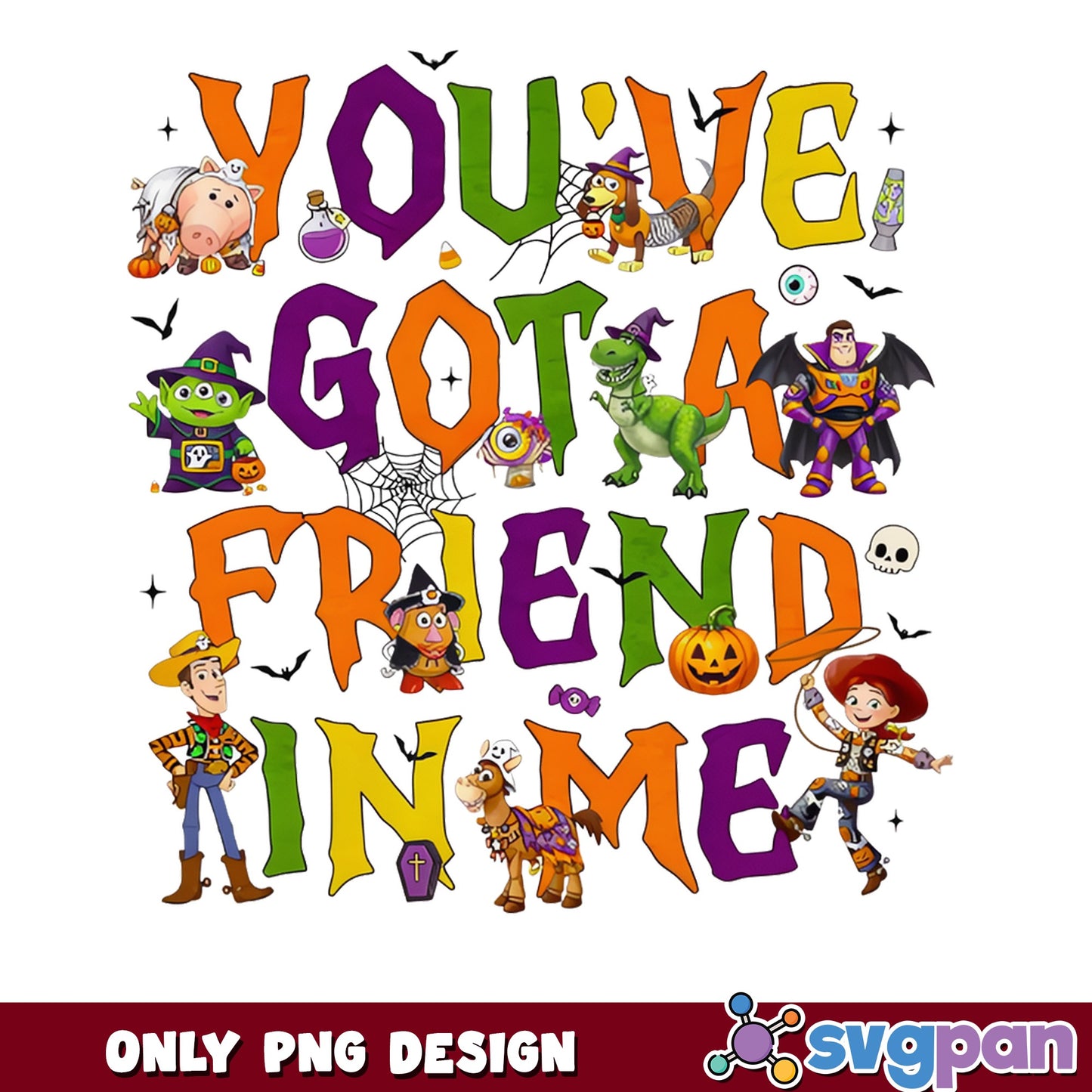 Woody Buzz Lightyear Halloween PNG, Toy Story Disney PNG, Spooky Friends PNG