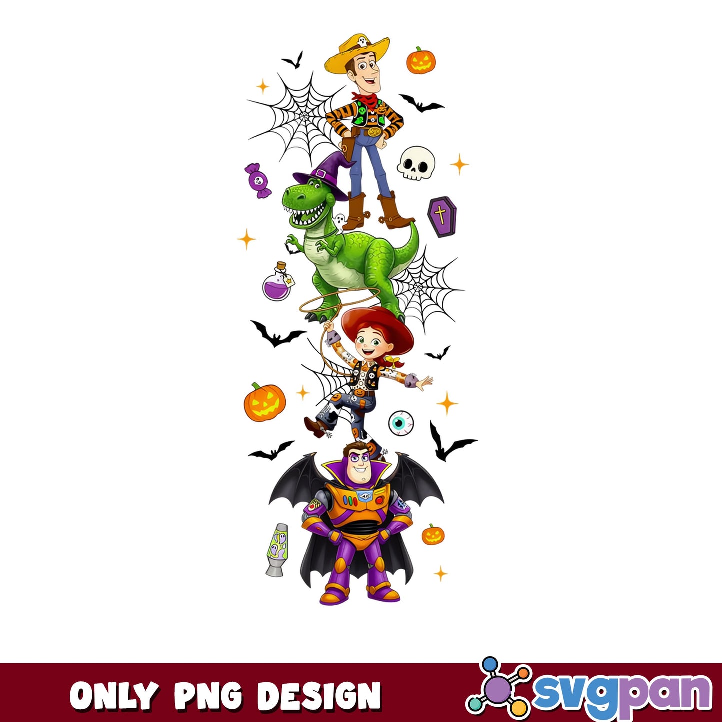 Woody Buzz Lightyear Halloween PNG, Toy Story Stack PNG, Disney Halloween PNG