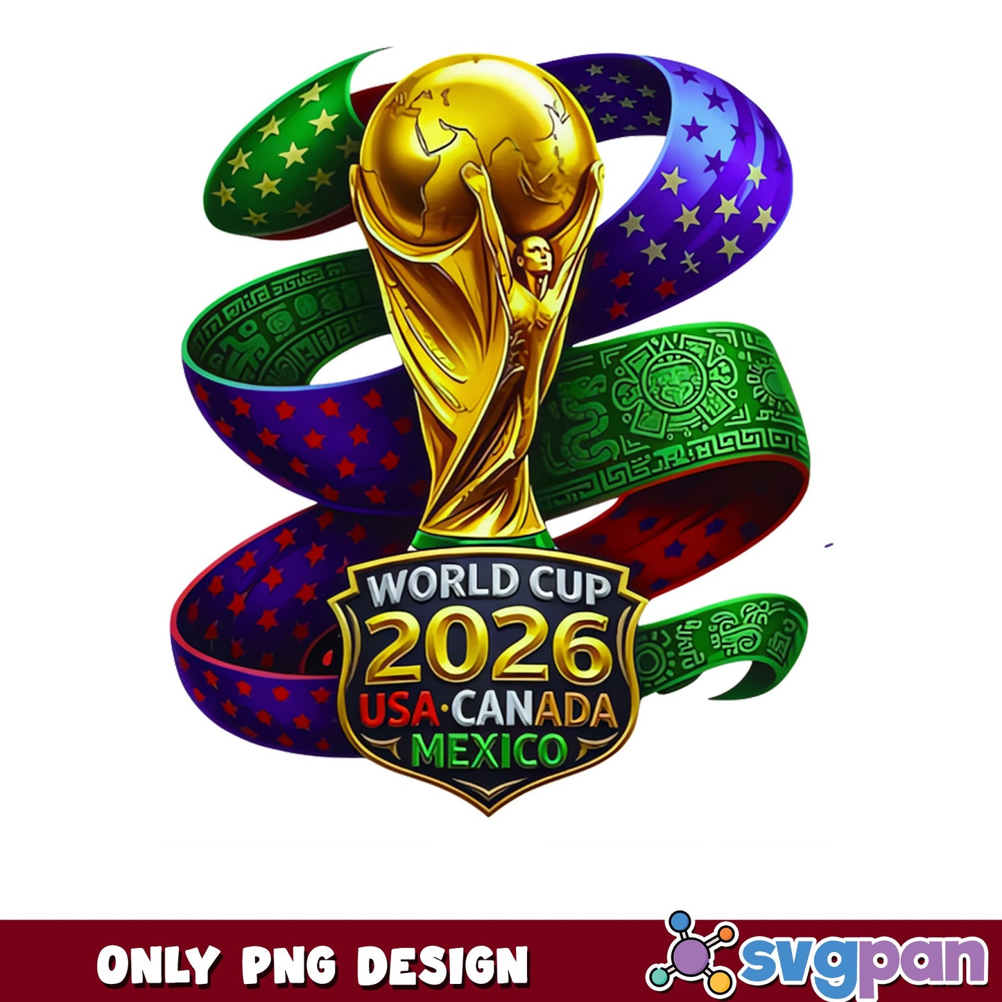 World Cup 2026 PNG, USA Canada Mexico Soccer Trophy, Football PNG