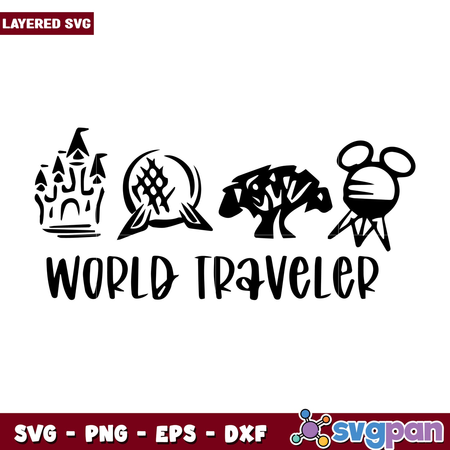 World traveler design svg, walt disney svg, disney plus svg