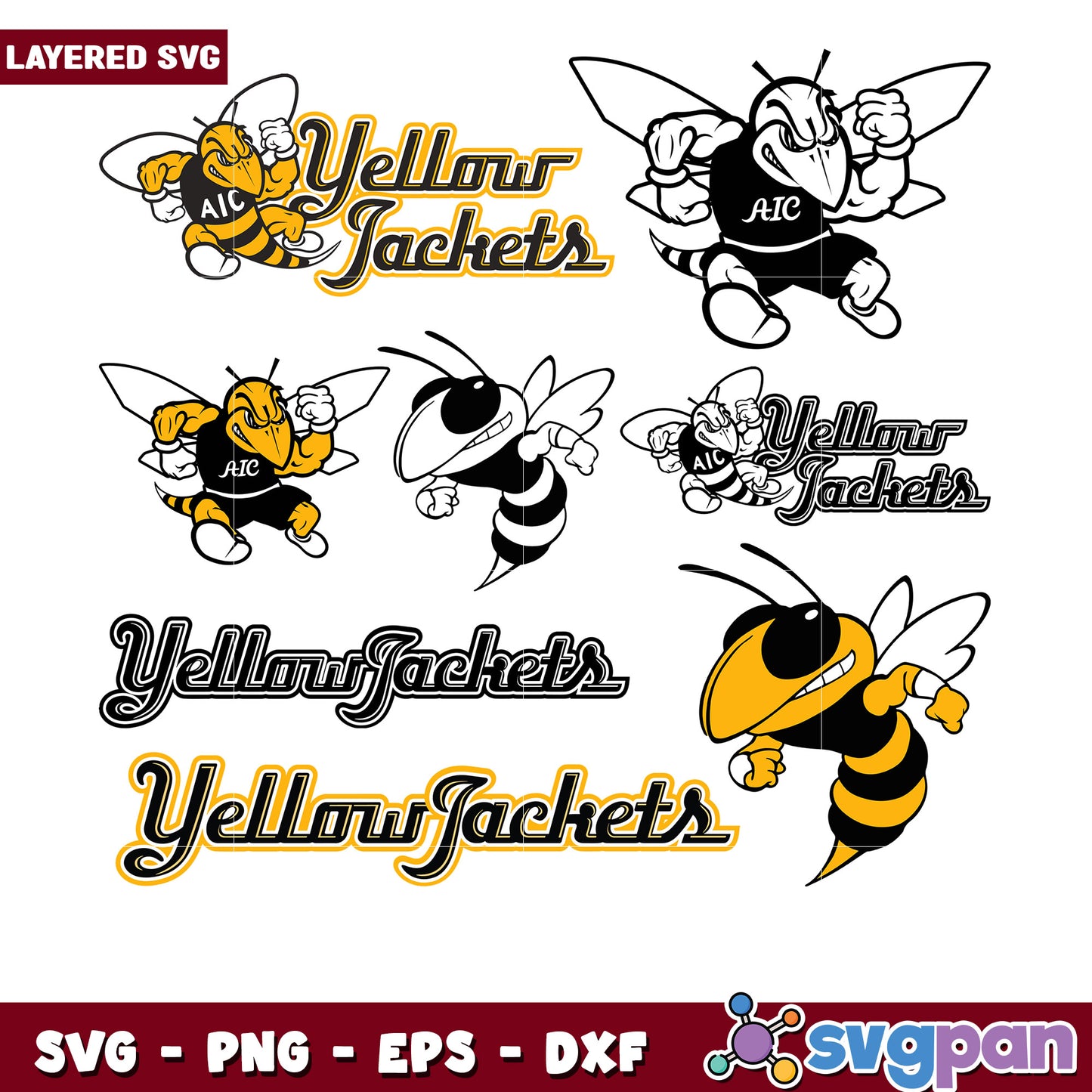 Yellow Jackets Mascot SVG Bundle