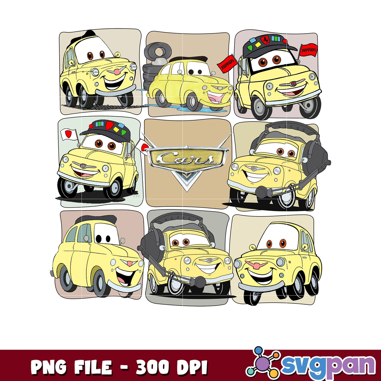 Yellow car character cars png, disneyland png, disney movies png