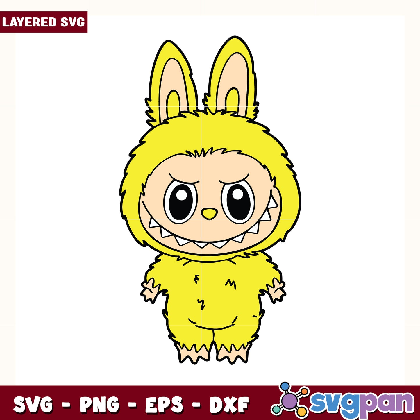 Yellow labubu design svg, cute labubu toys svg, labubu cartoon svg
