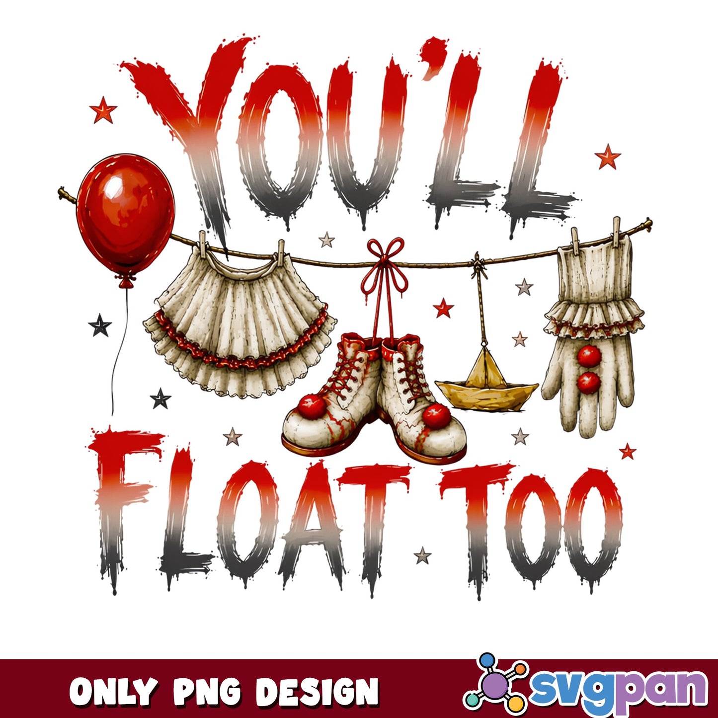 You'll Float Too PNG, Pennywise Halloween PNG, Horror Clown PNG