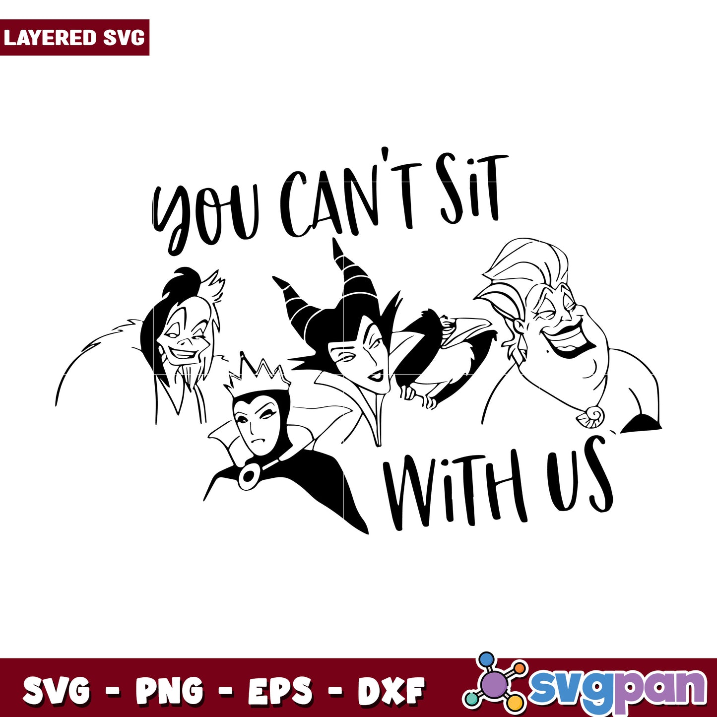 You cant sit with us svg, halloween quotes svg, halloween villains svg