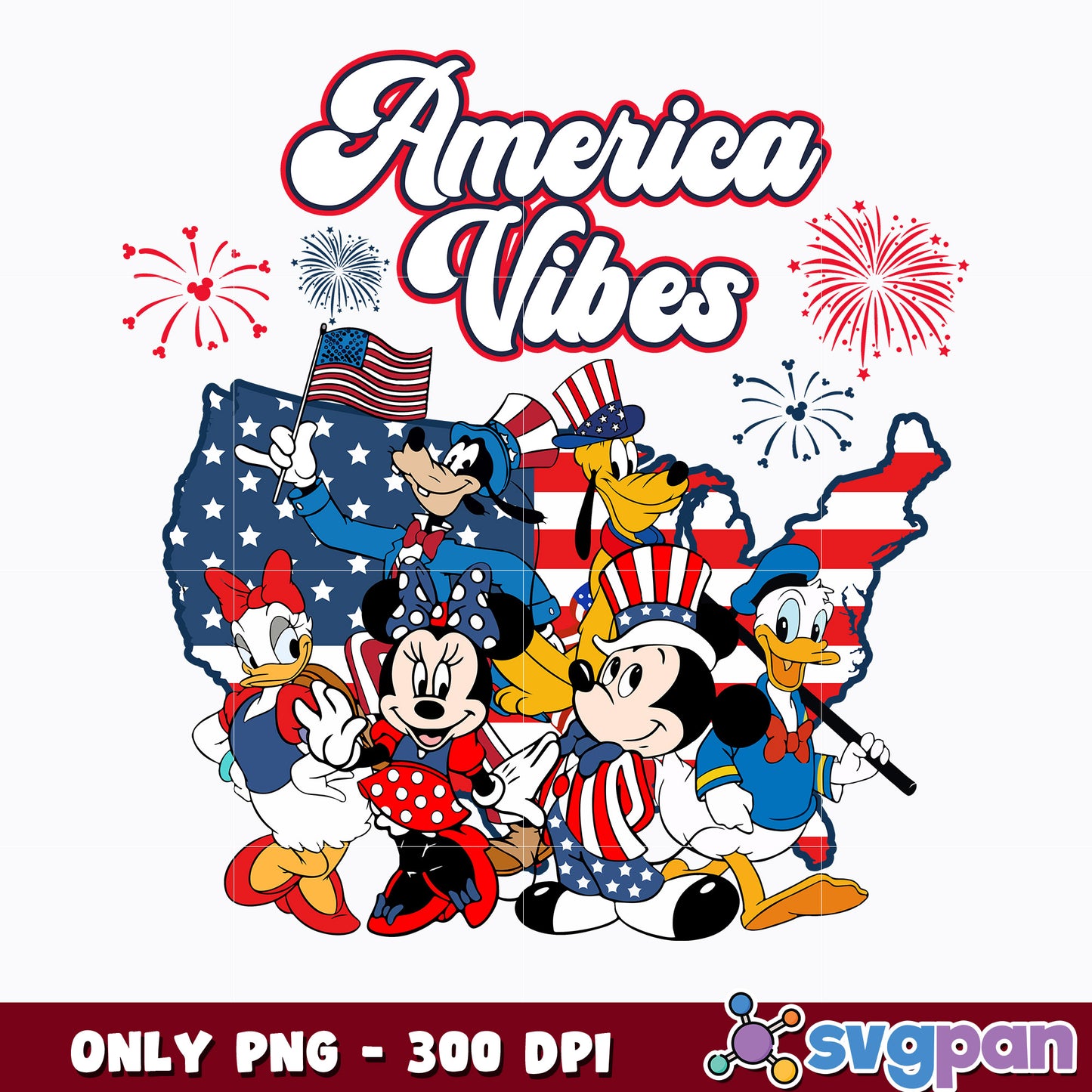 Mickey Mouse And Friends America Vibes 4th of July png