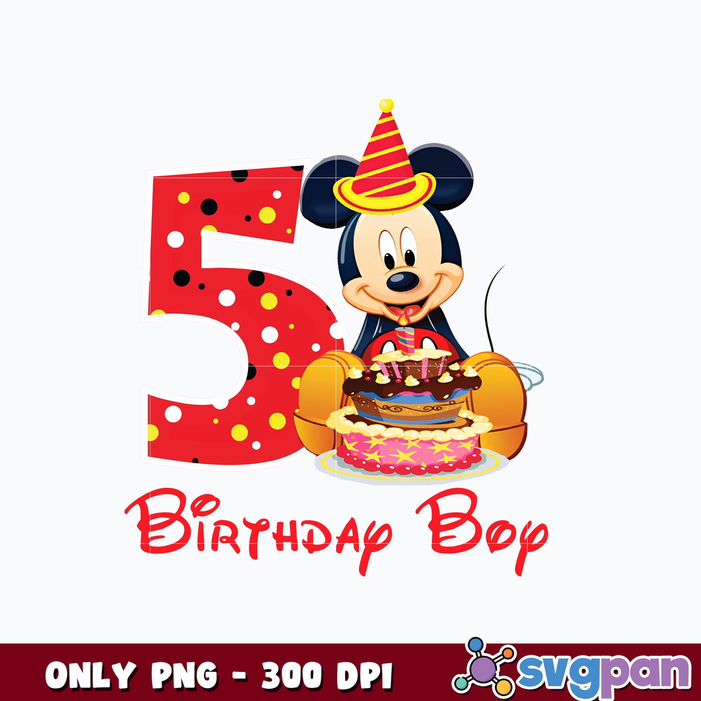 Mickey Mouse 5th birthday boy png