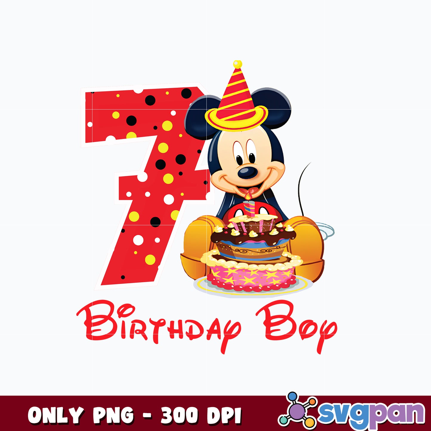 Mickey Mouse 7th birthday boy png