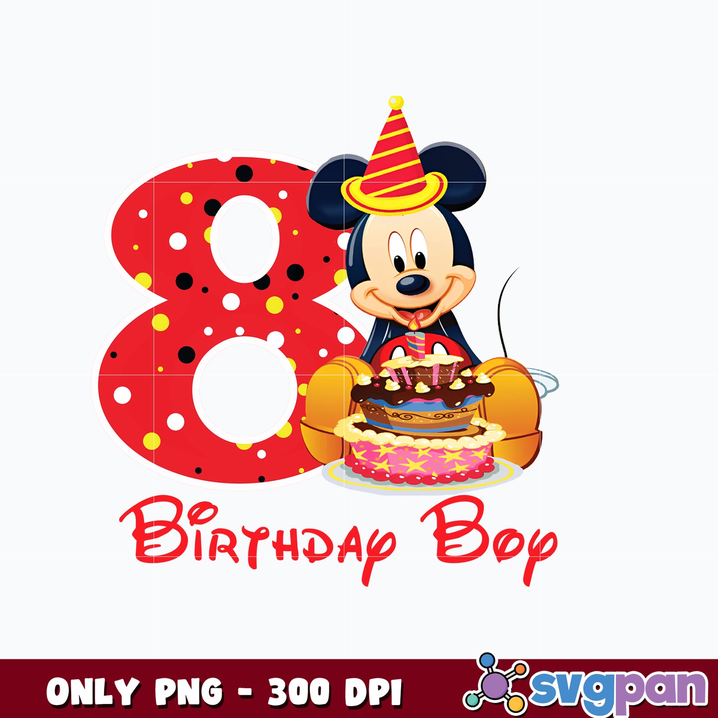 Mickey Mouse 8th birthday boy png