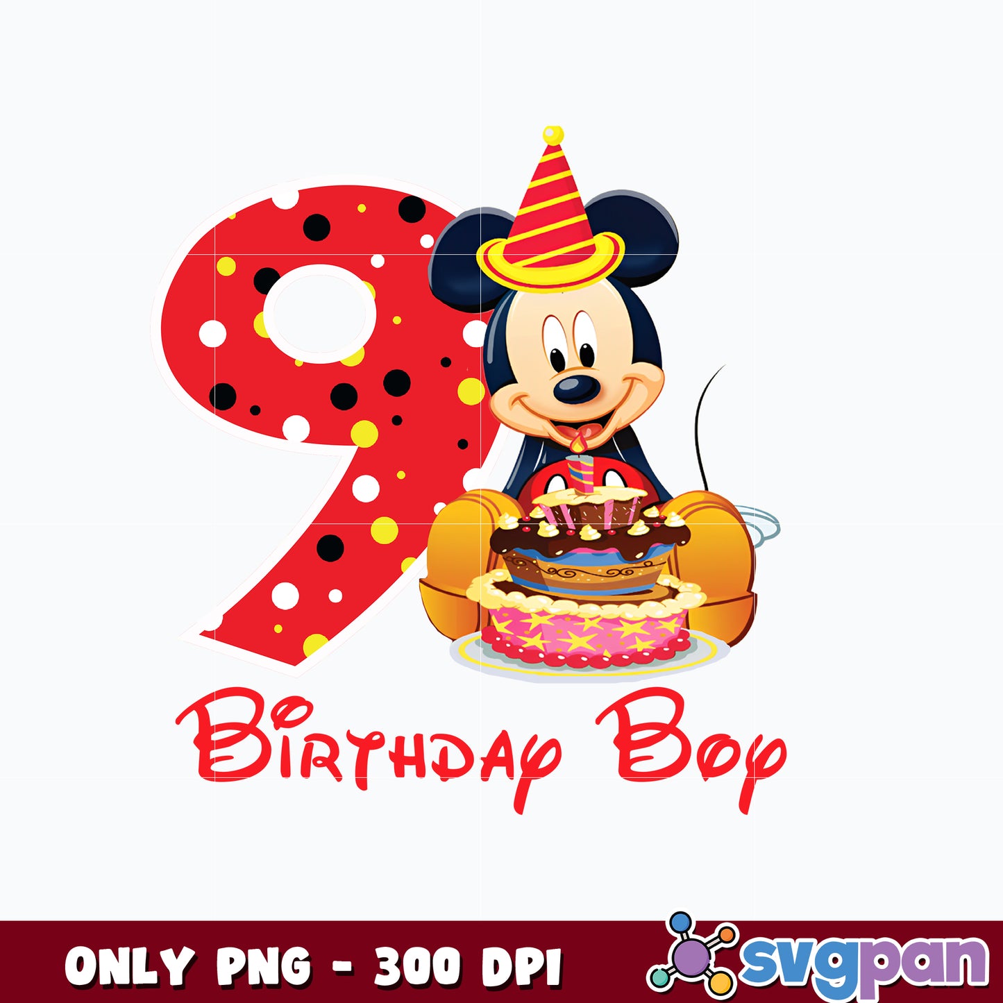 Mickey Mouse 9th birthday boy png