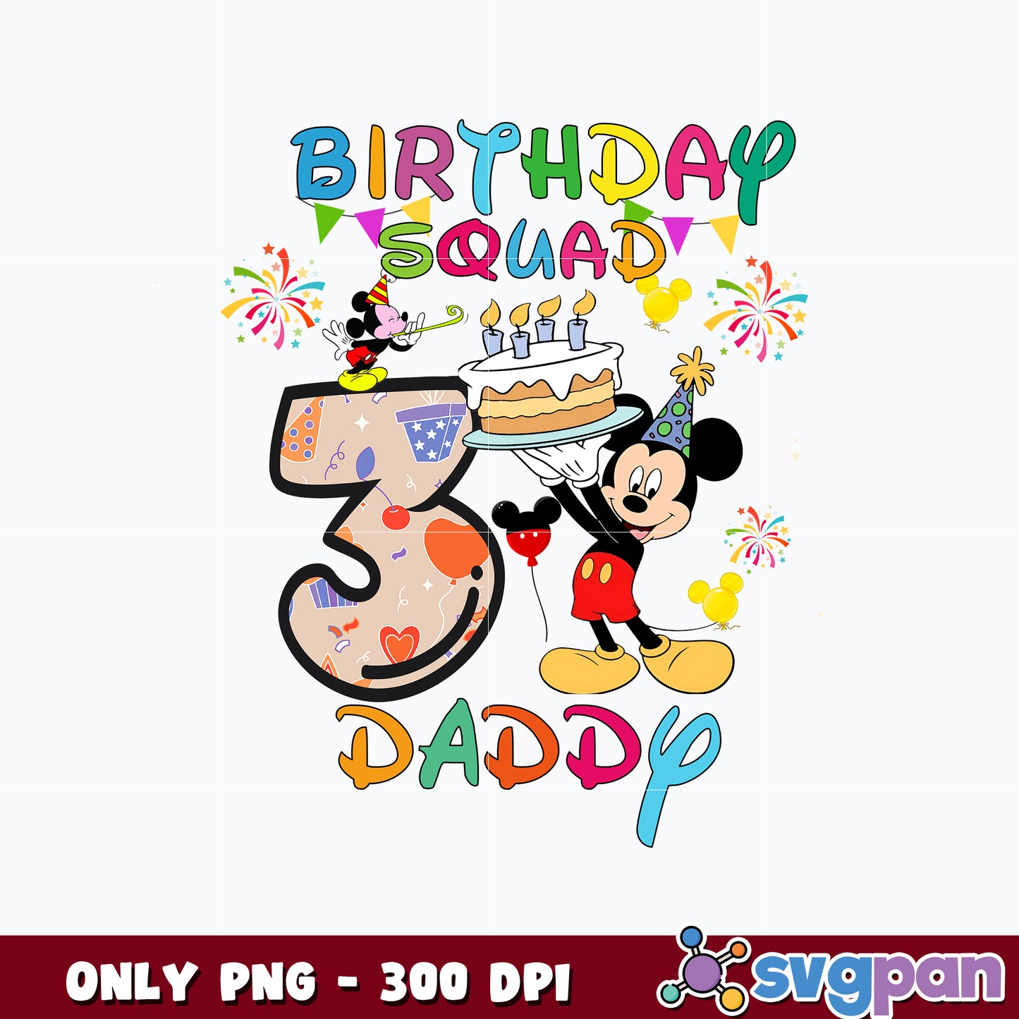 Mickey mouse 3st Daddy Birthday Squad png