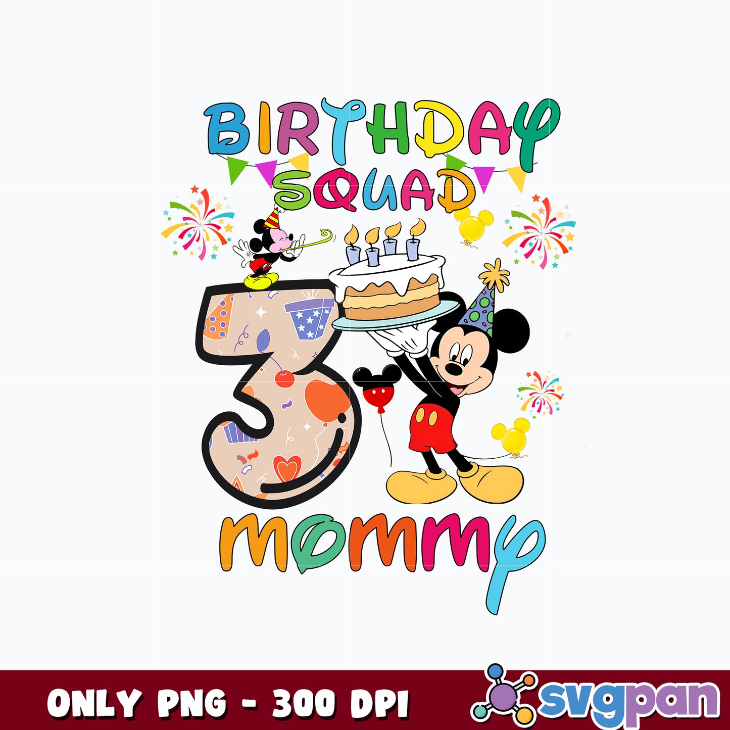 Mickey mouse 3st Mommy Birthday Squad png