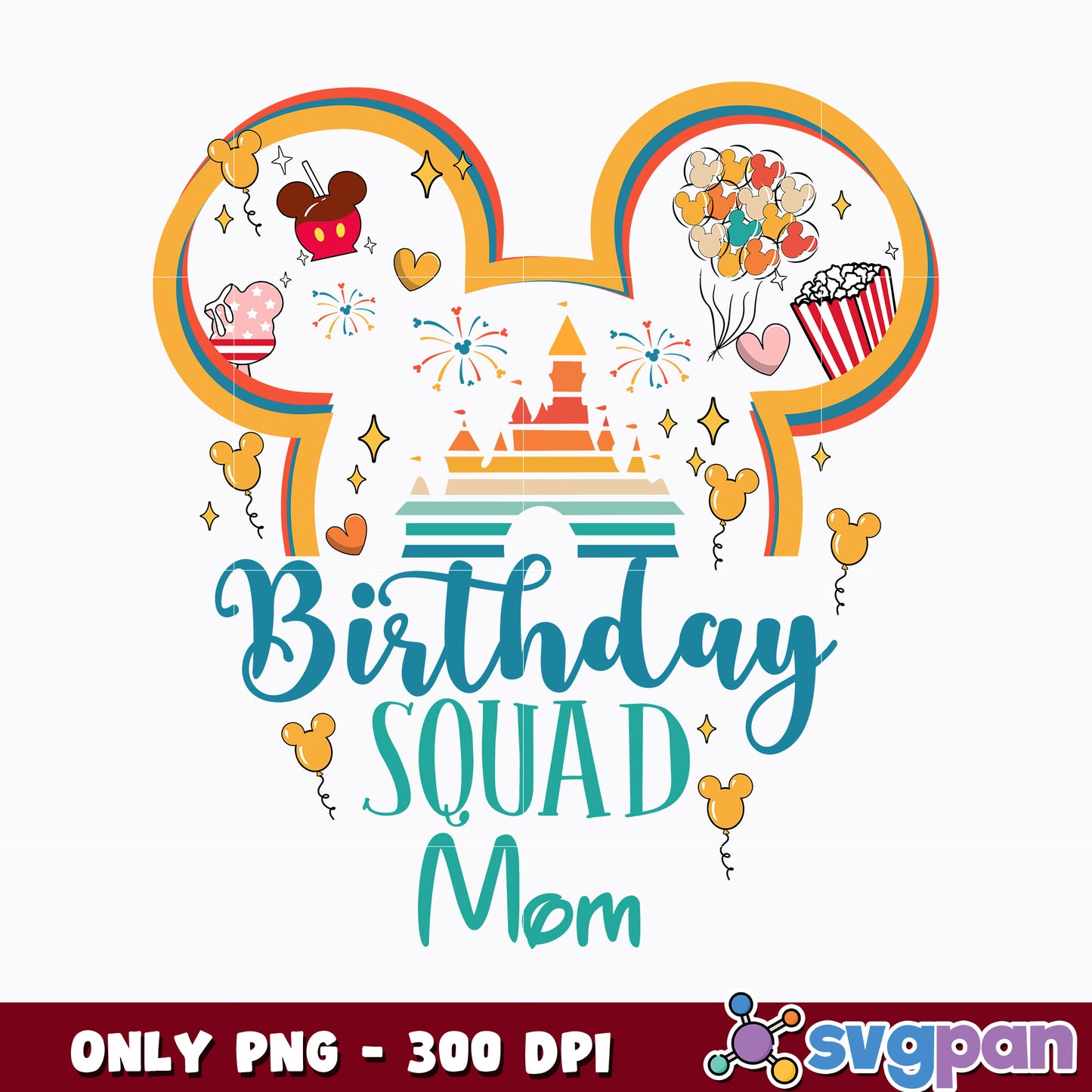 Mickey mouse head birthday squad mom png