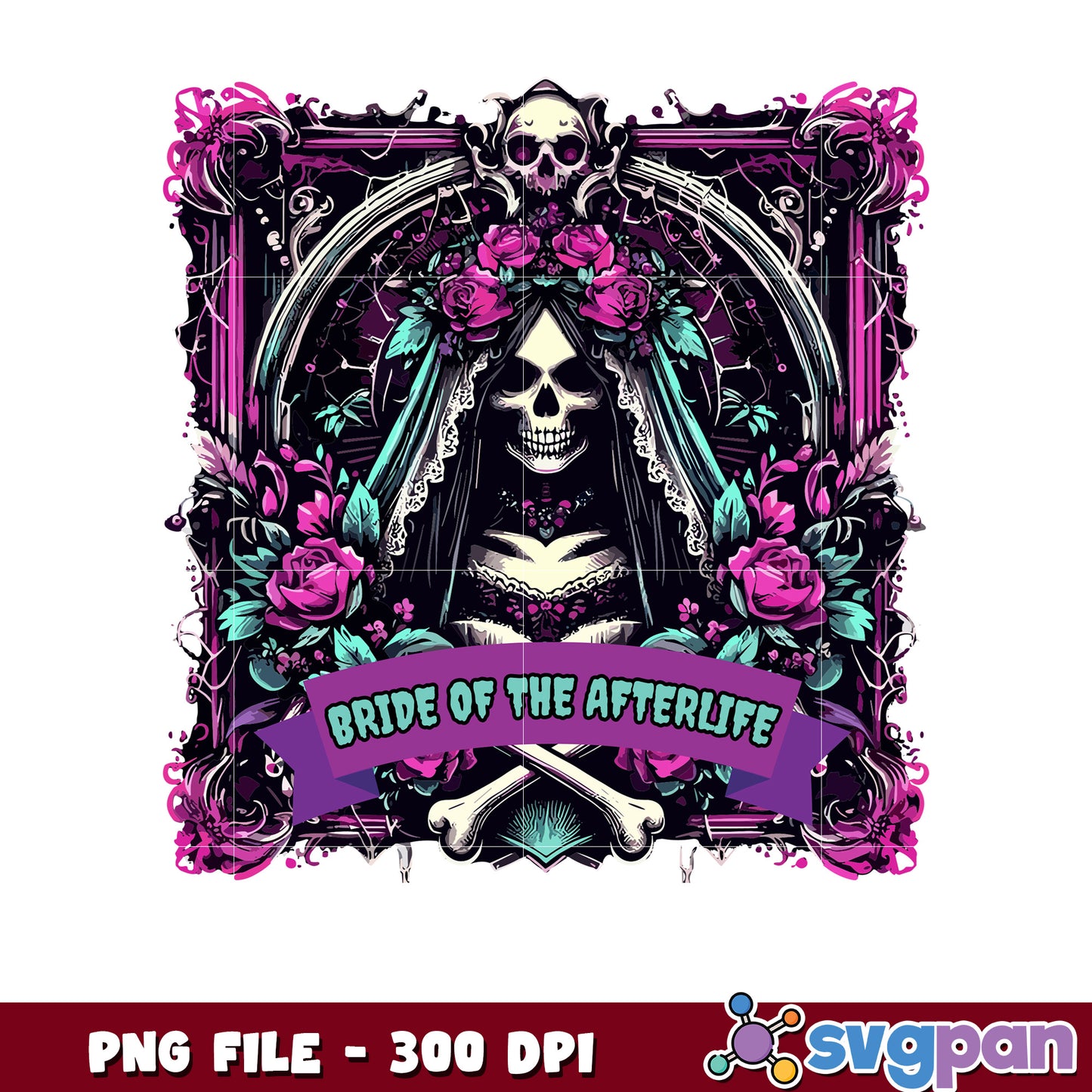 bride of the afterlife png, spooky season png, halloween pajamas png