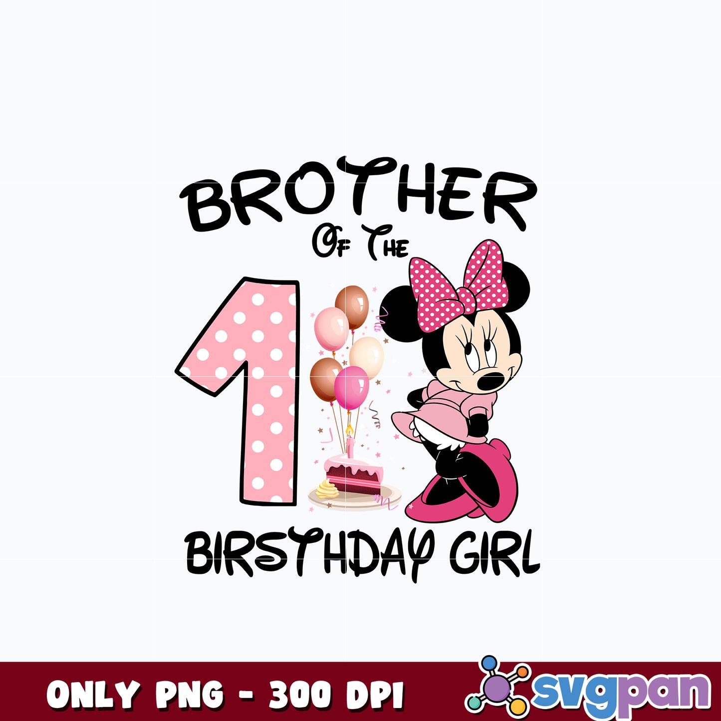 Minnie mouse 1st Brother of the Birthday Girl png