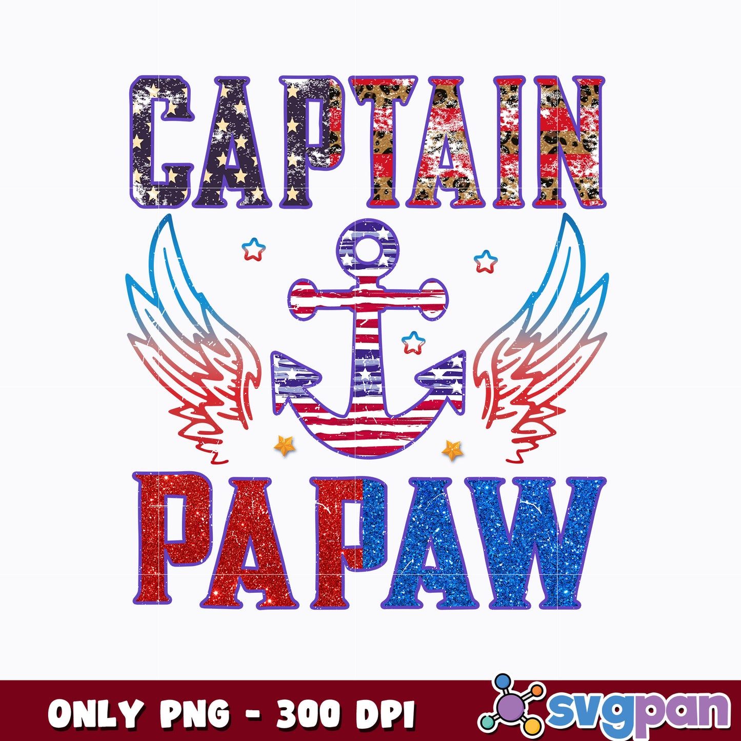 Vintage Captain Papaw 4th of July American png