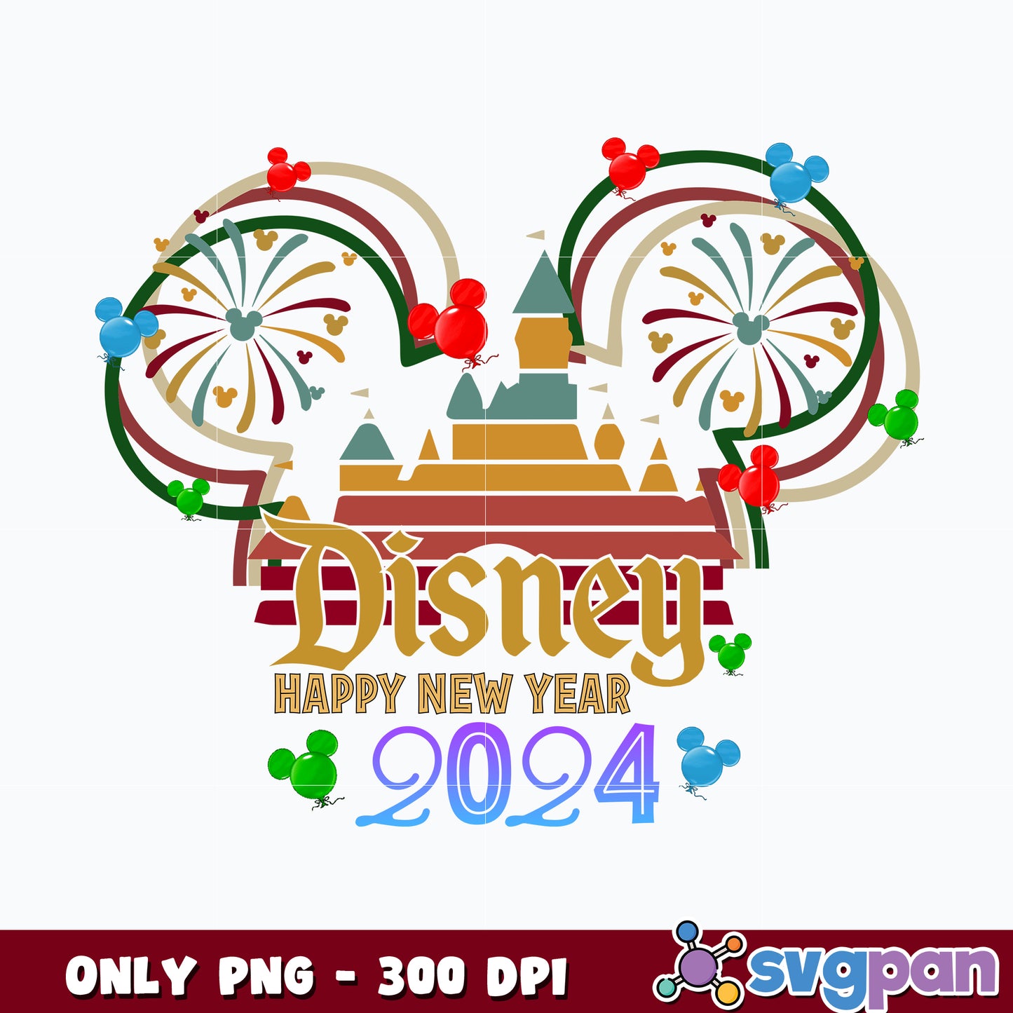 Mickey Mouse New Years 2024 png