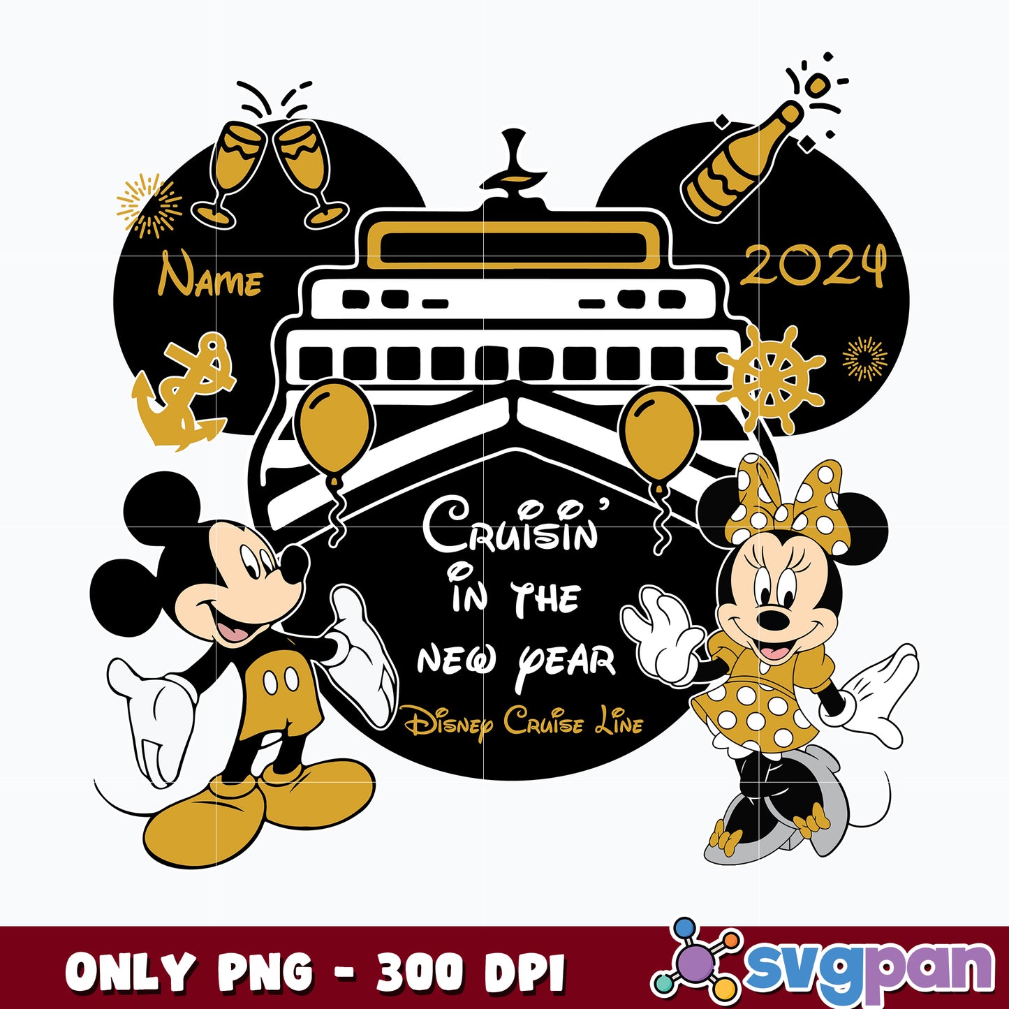 Disney Mouse New Year cruise 2024 png