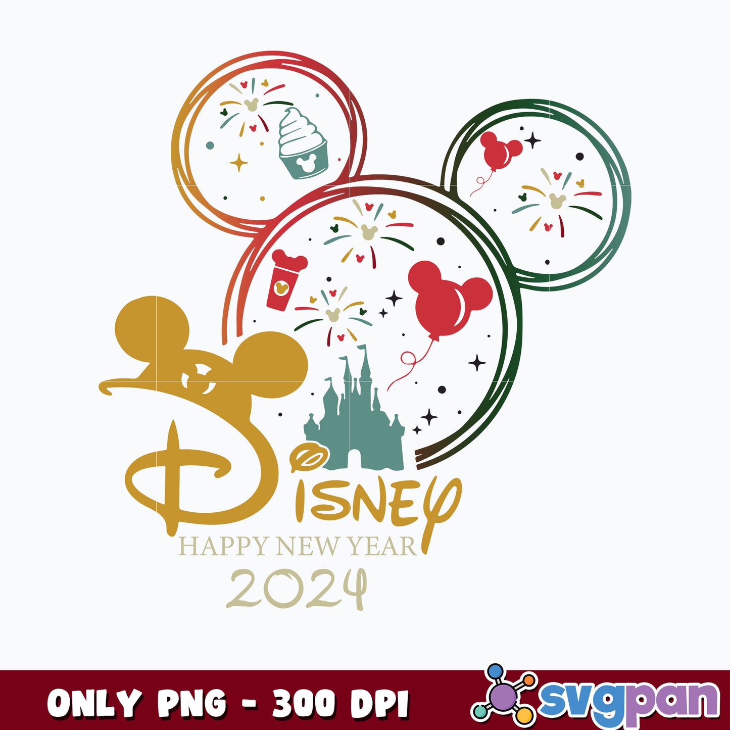 Mickey Head Disney New Years 2024 png
