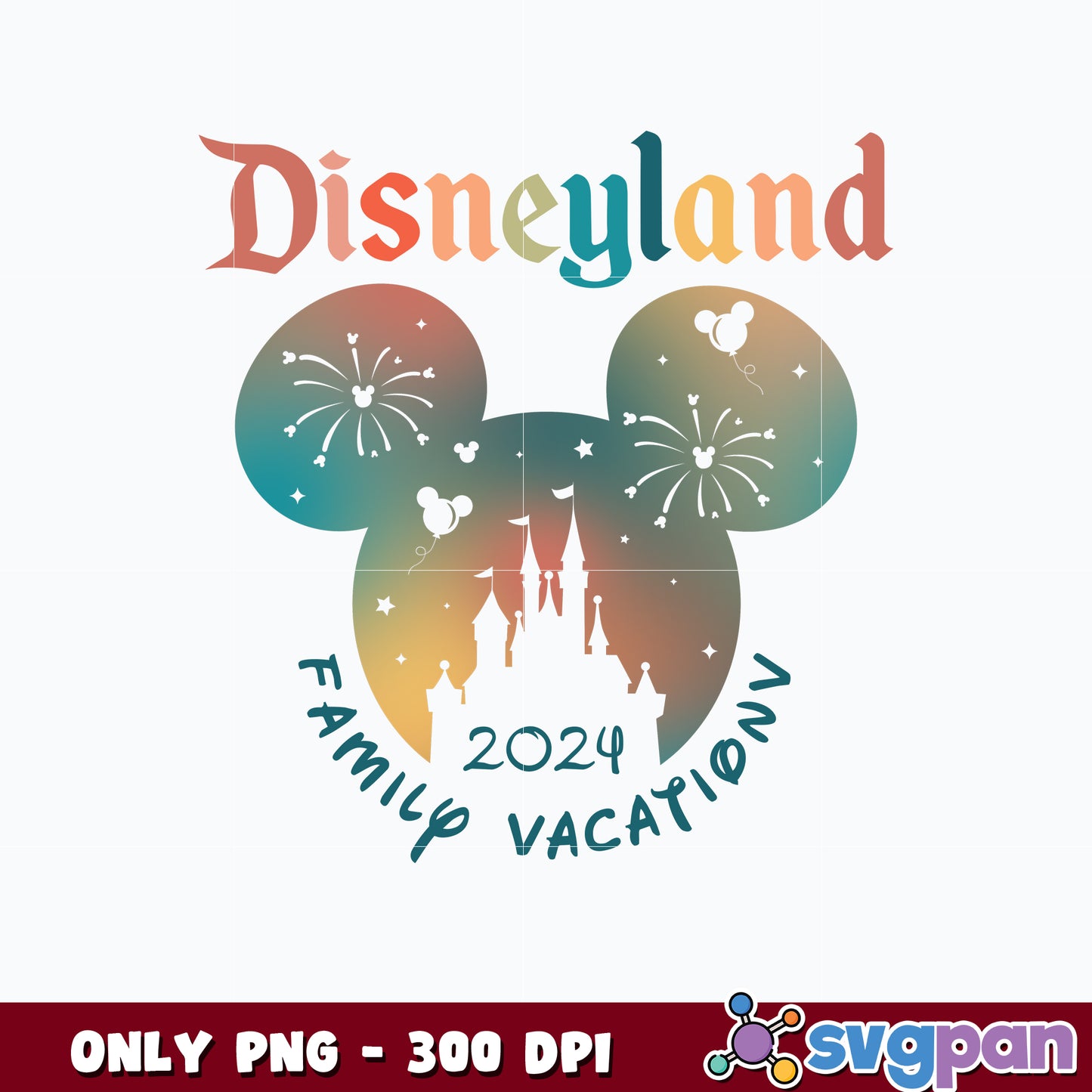 Mickey Head Disneyland Family Vacation 2024 png