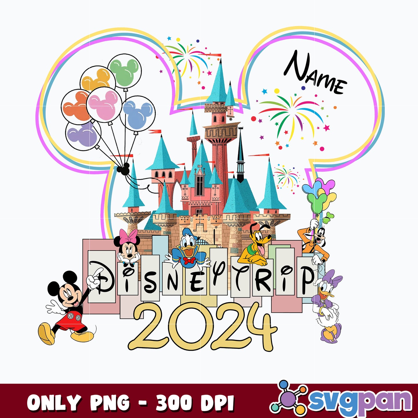 Name Mickey mouse friends disney trip 2024 png