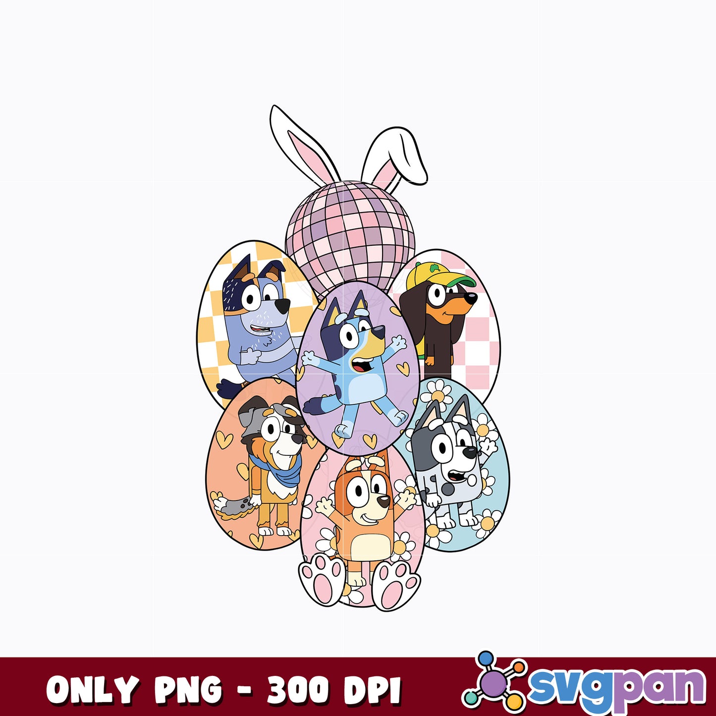 Bluey easter eggs cartoon png