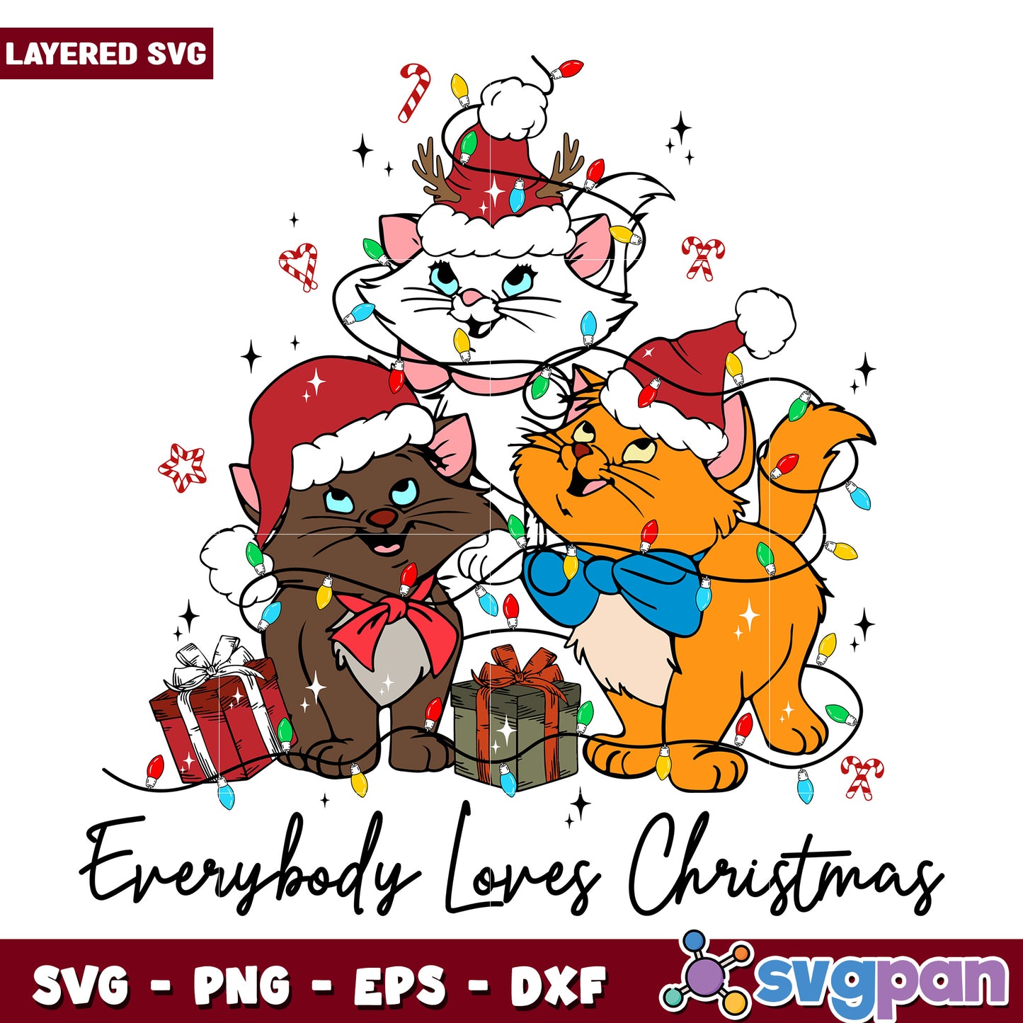 everybody loves christmas svg, christmas music svg, disney svg