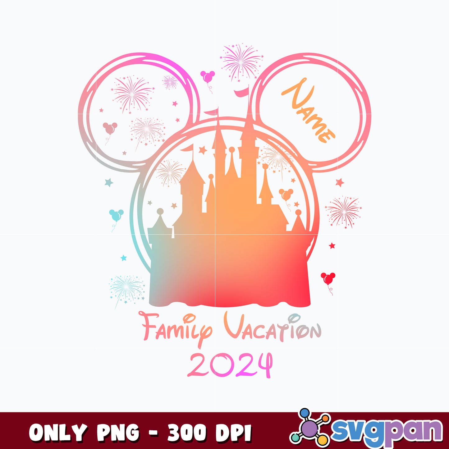 Name Mickey head Family Vacation 2024 png
