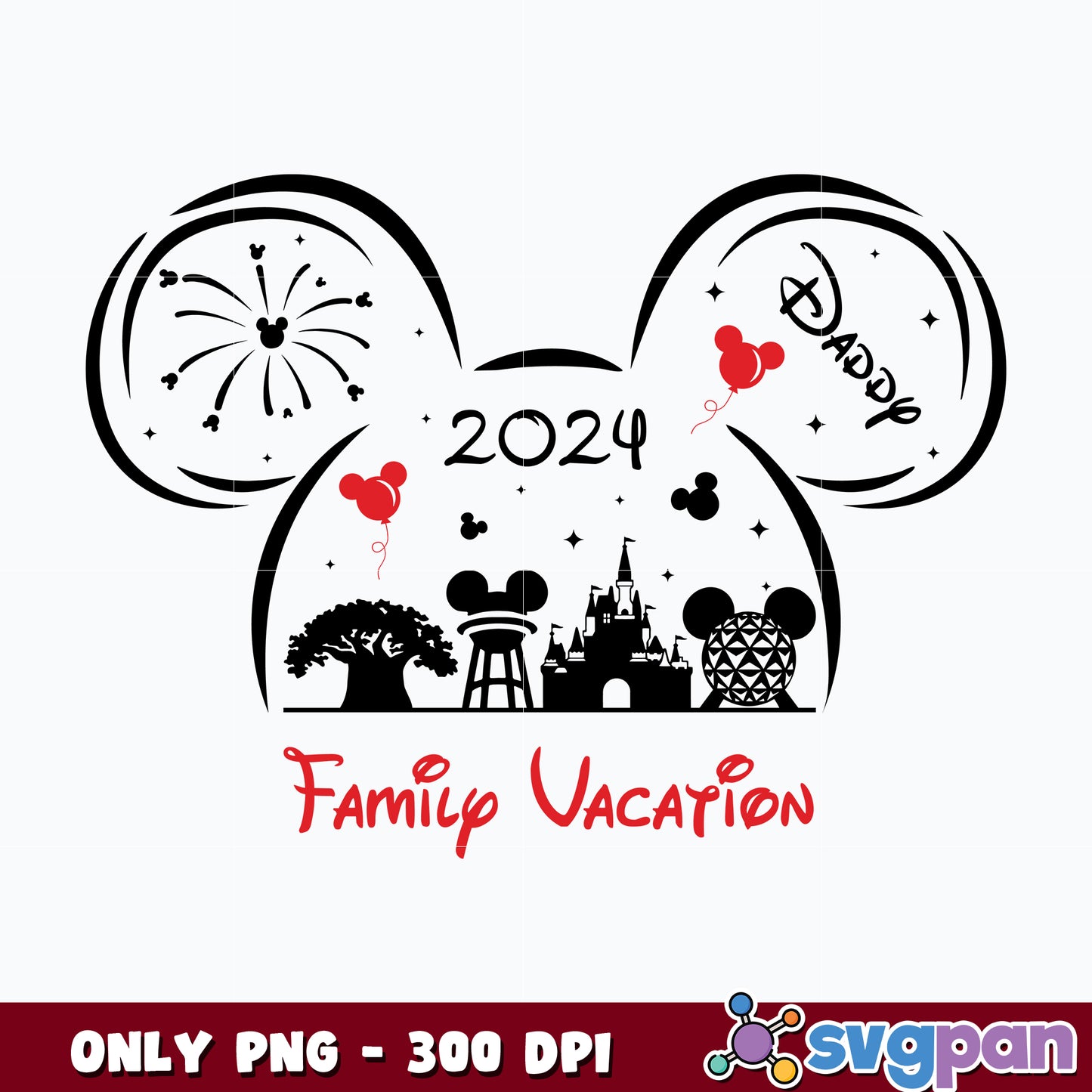 Daddy Mikey Head Family Vacation 2024 png