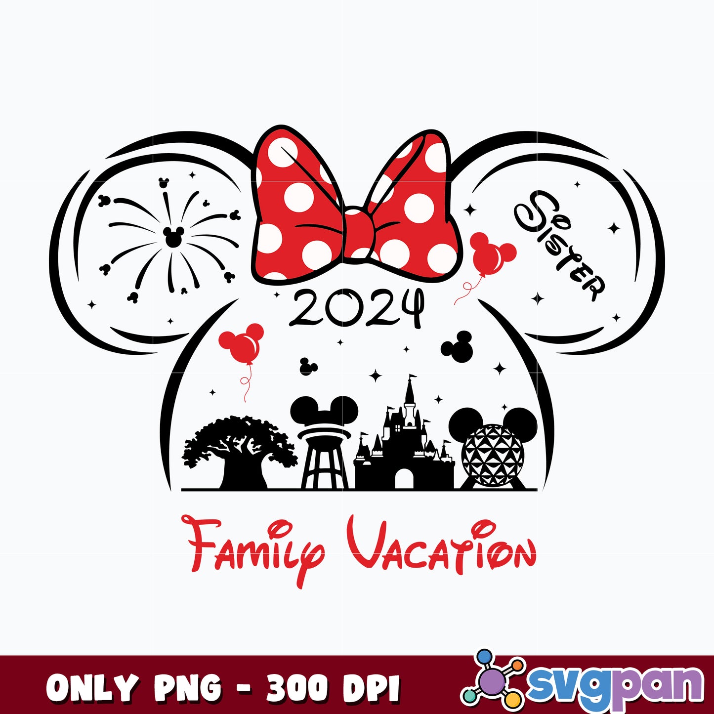 Sister Minnie Head Family Vacation 2024 png