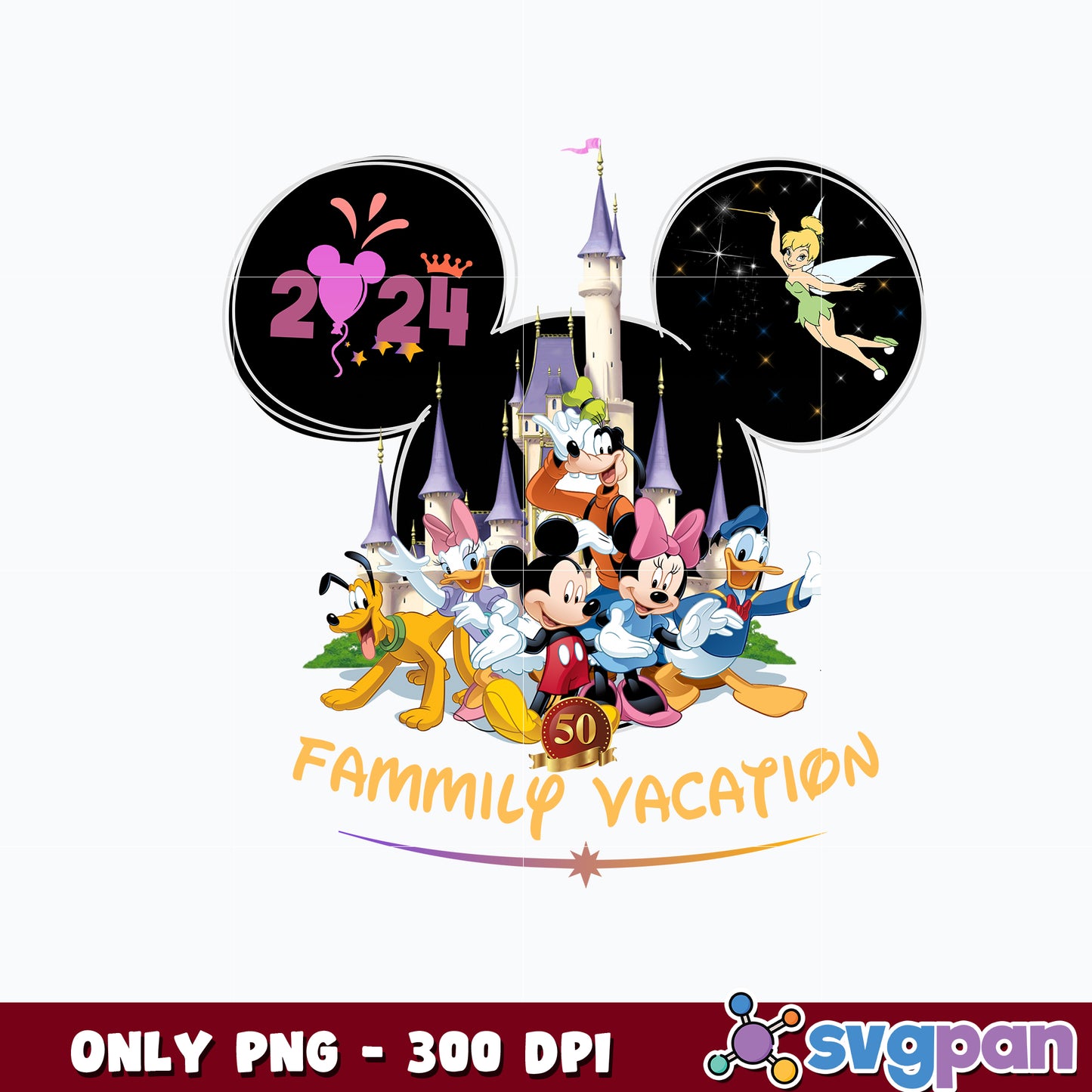 Disney Mickey Mouse And Friends Family Vacation 2024 Png