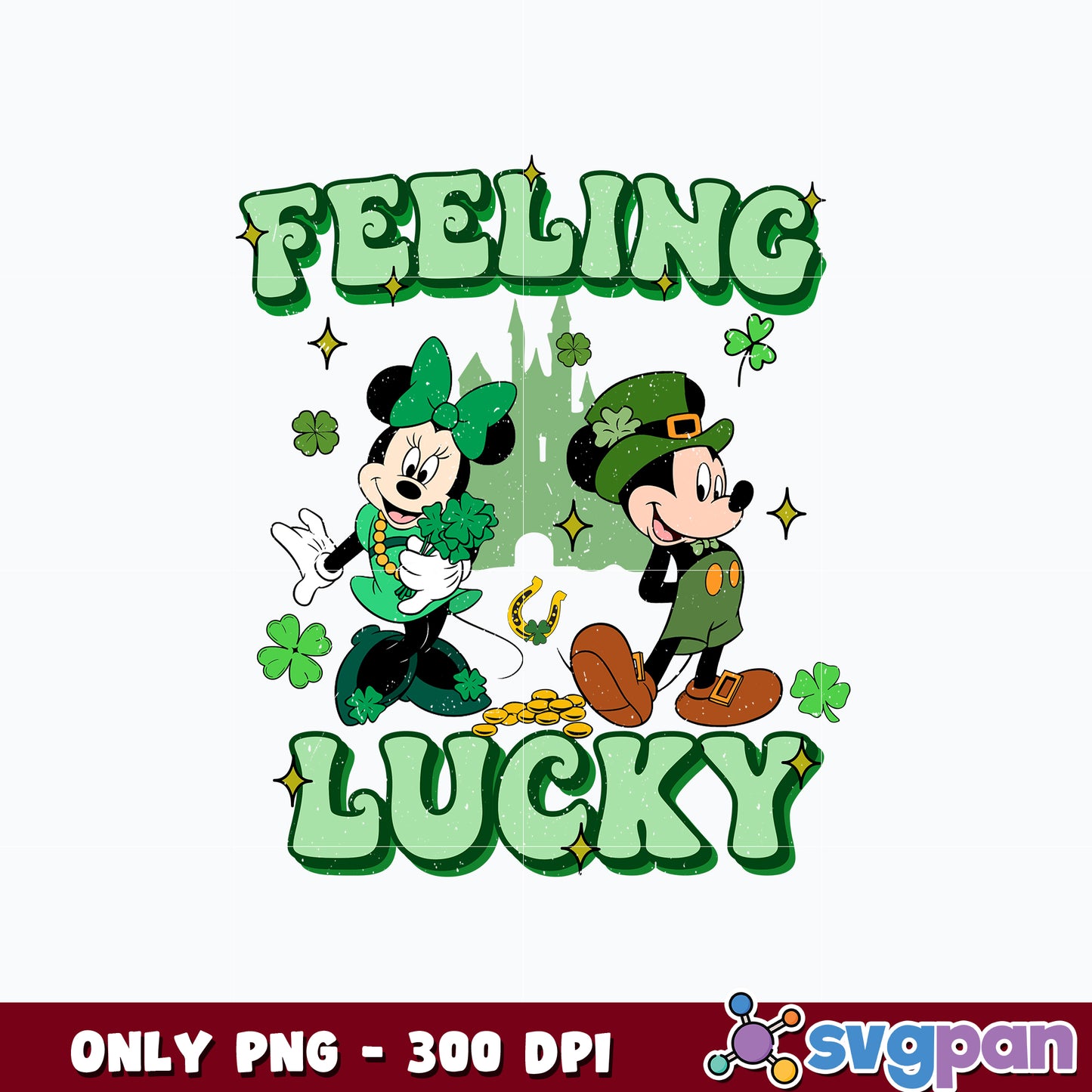 Mickey Minnie Feeling Lucky St Patricks Day Png
