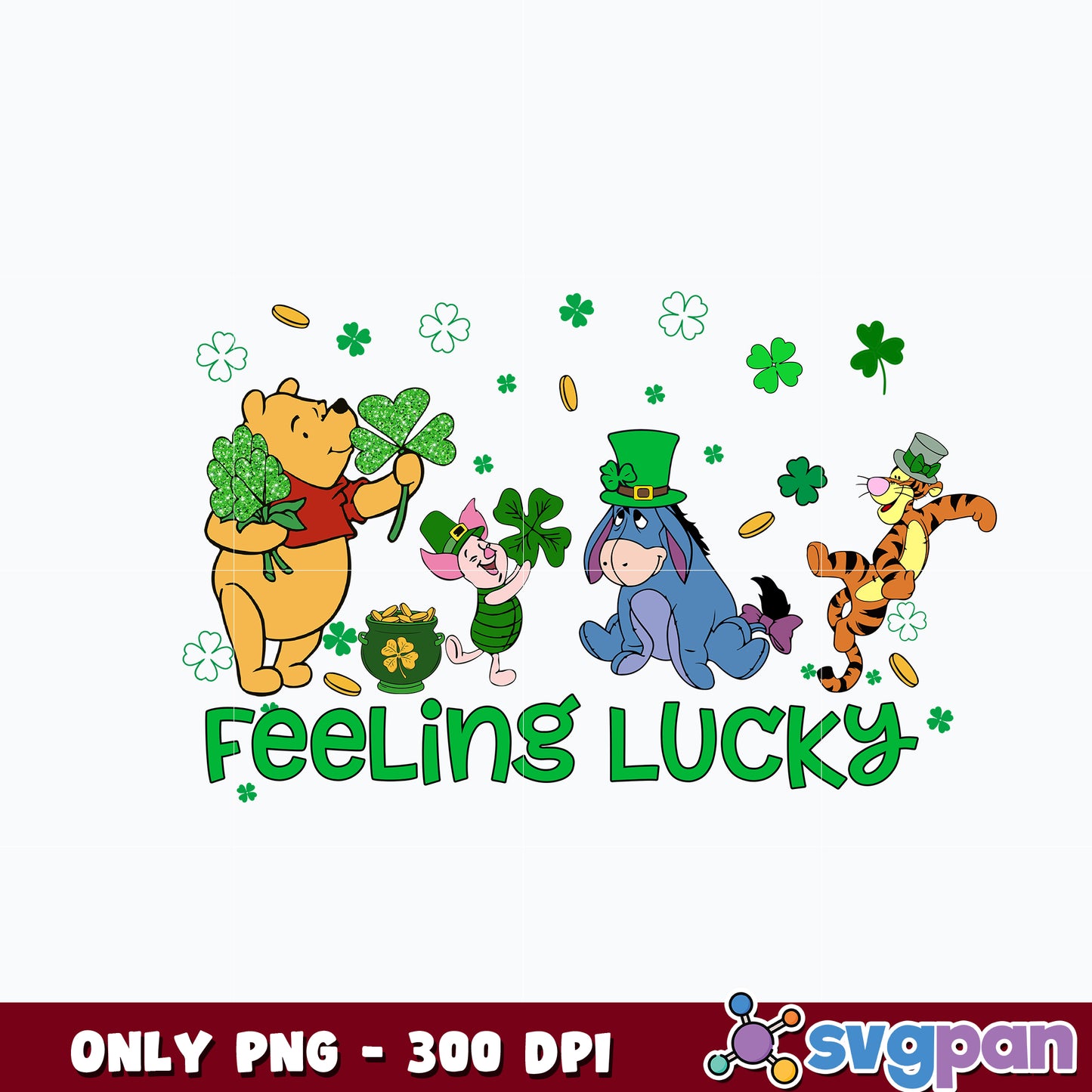 Winnie the Pooh Friends Feeling Lucky Png