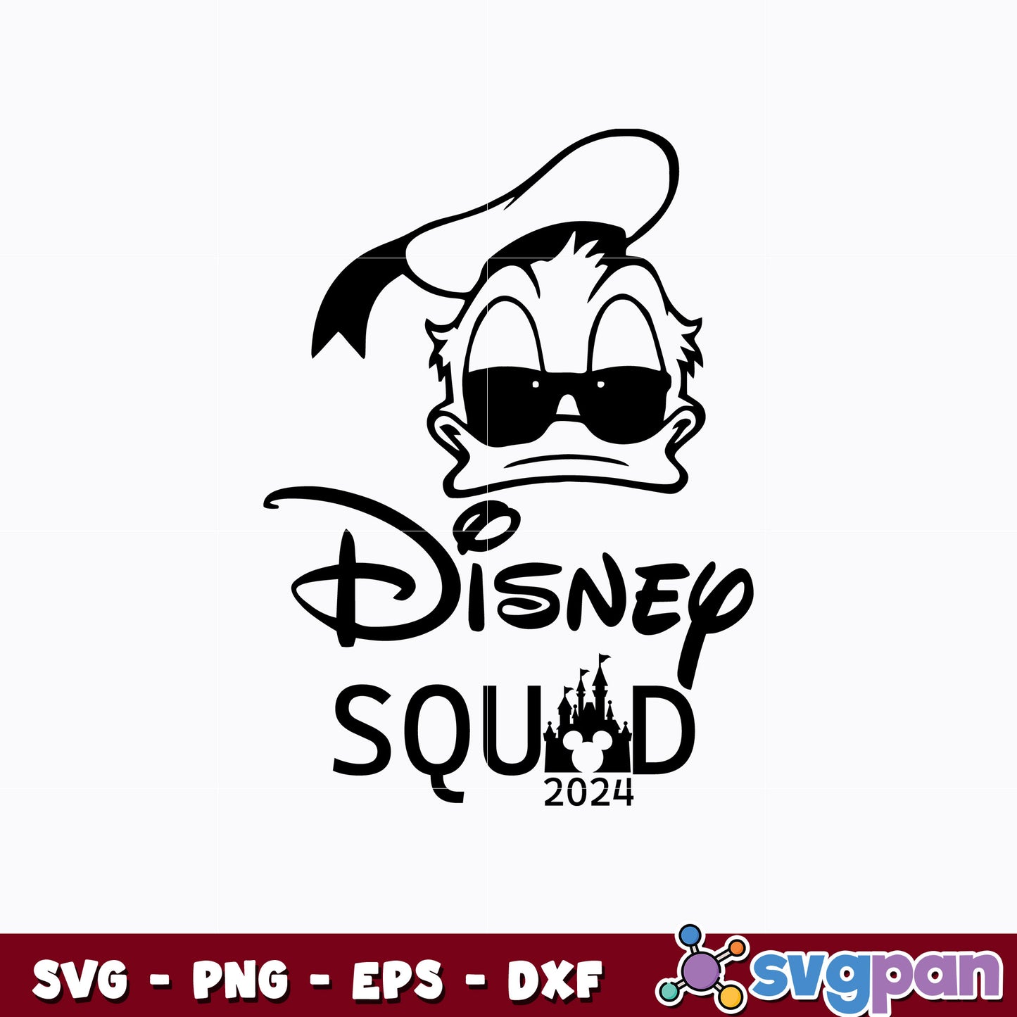 Donald head disney squad 2024 svg