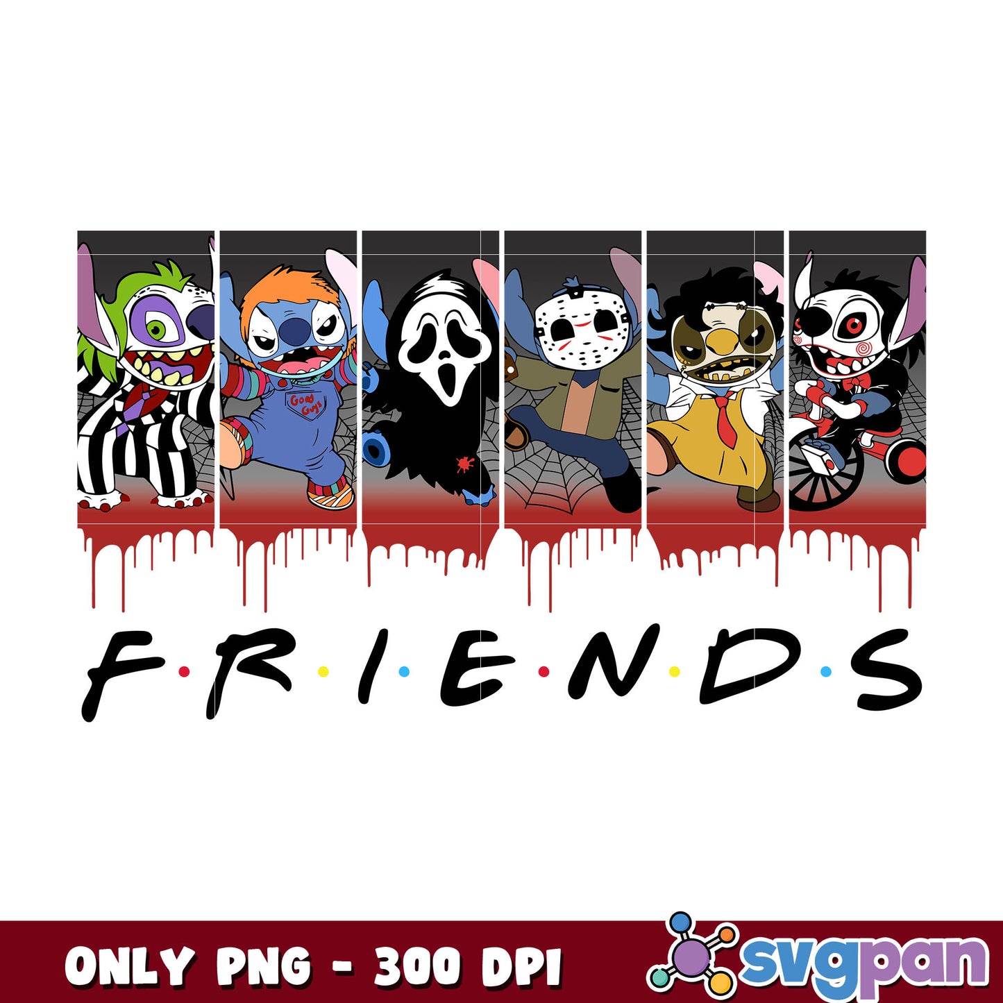 Stitch Friends Horror Movie Characters Halloween png