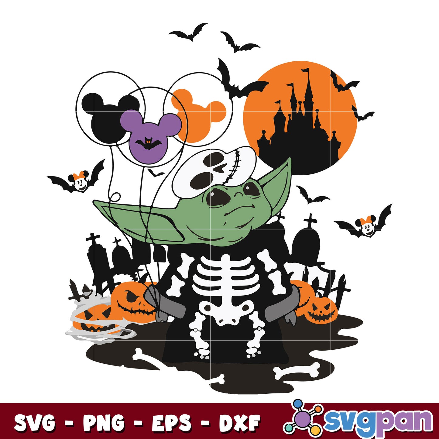 Baby Yoda Skeleton svg