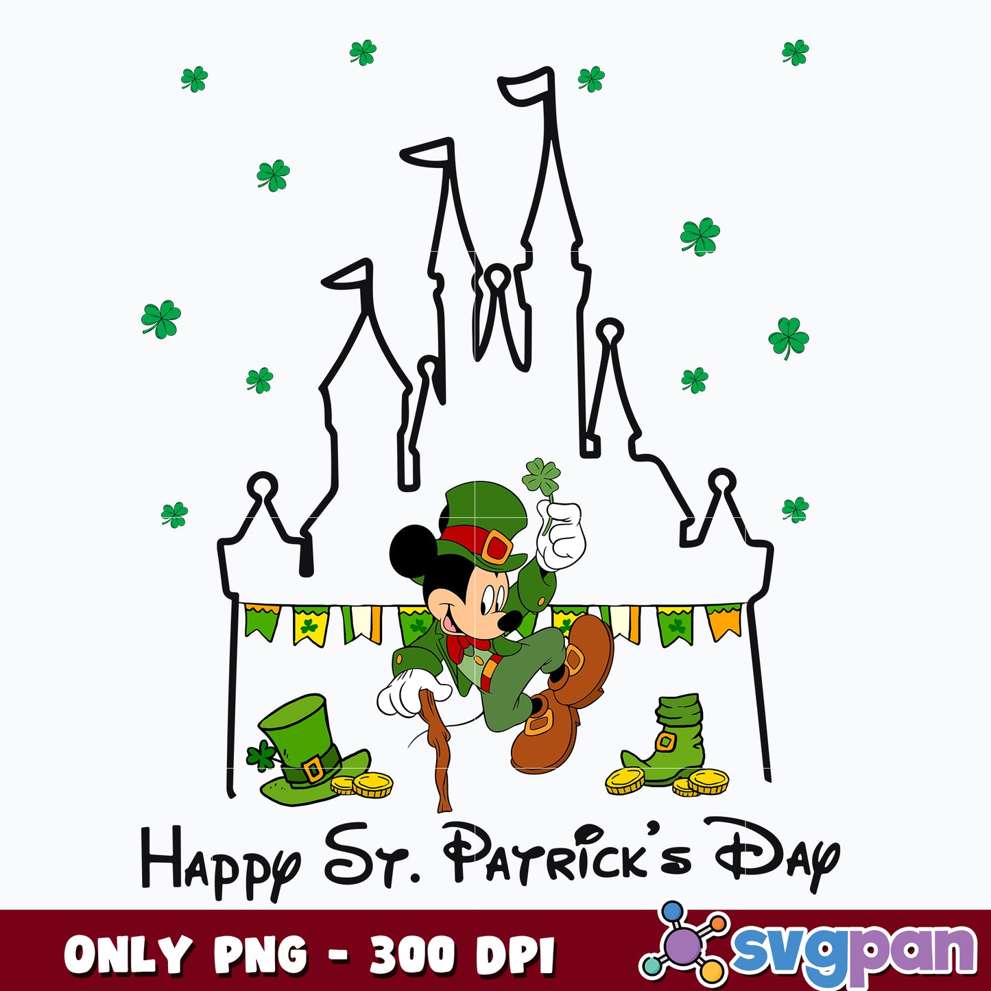 Mickey Castle Happy St Patrick Day png