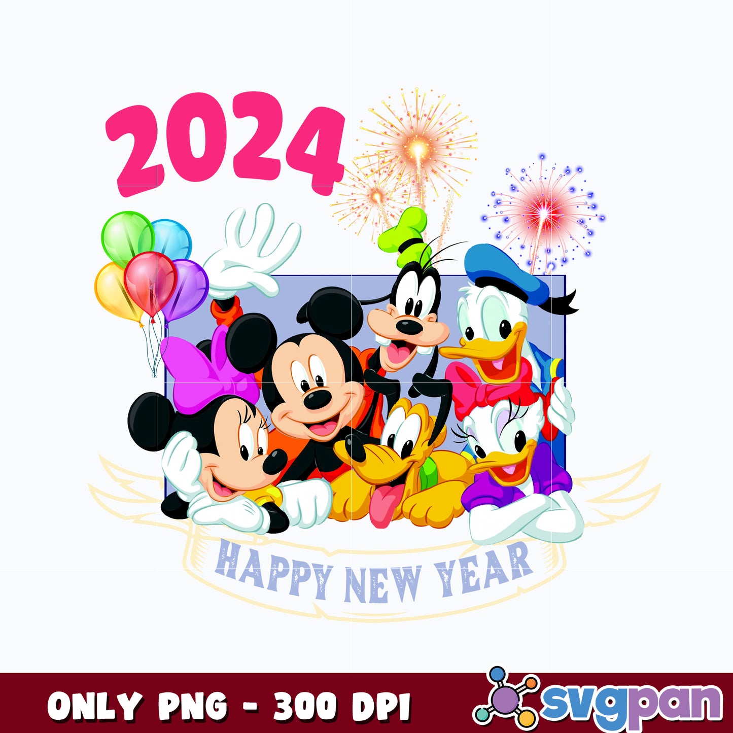 Disney Mickey Mouse Happy new year 2024 Png