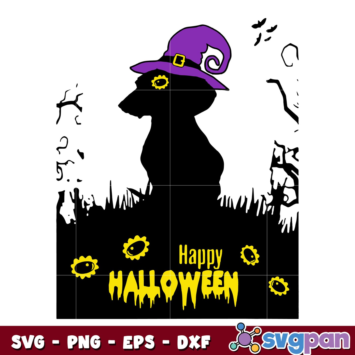 happy halloween dachshund witch svg