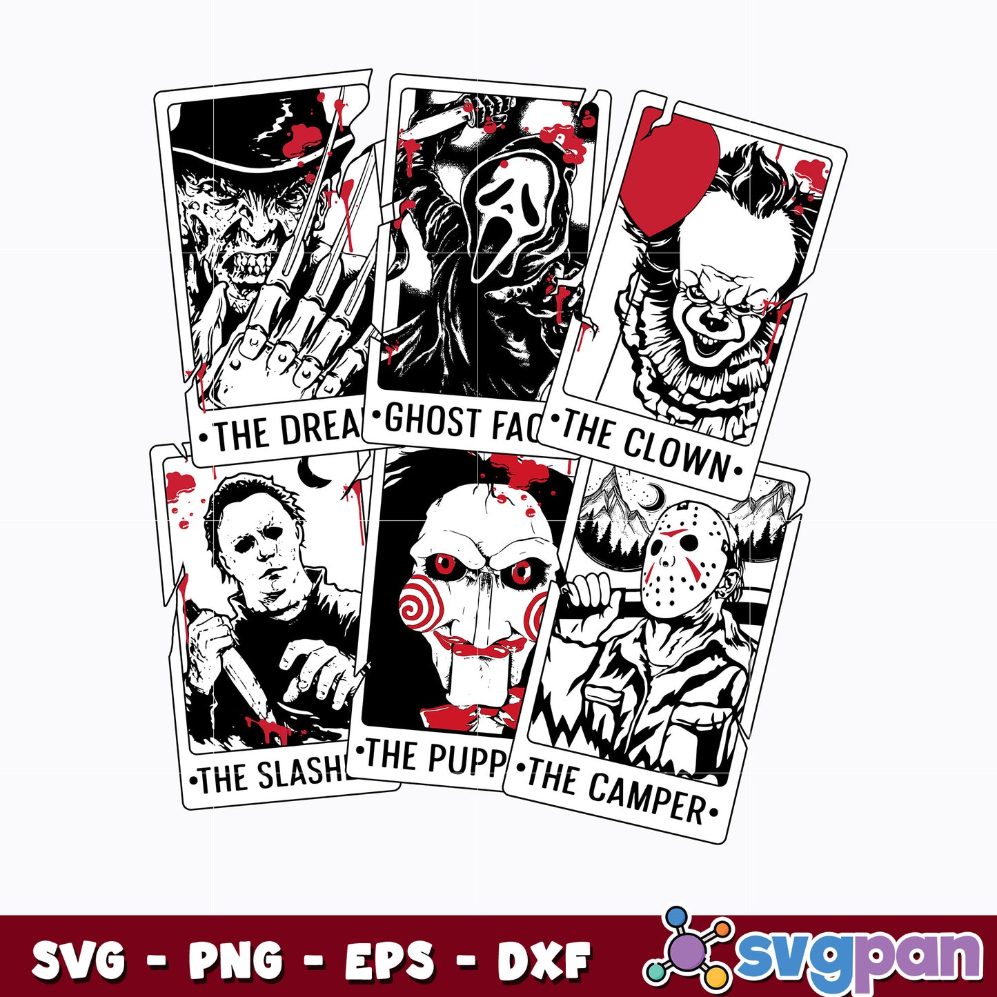 Horror Character Tarot Cards Svg