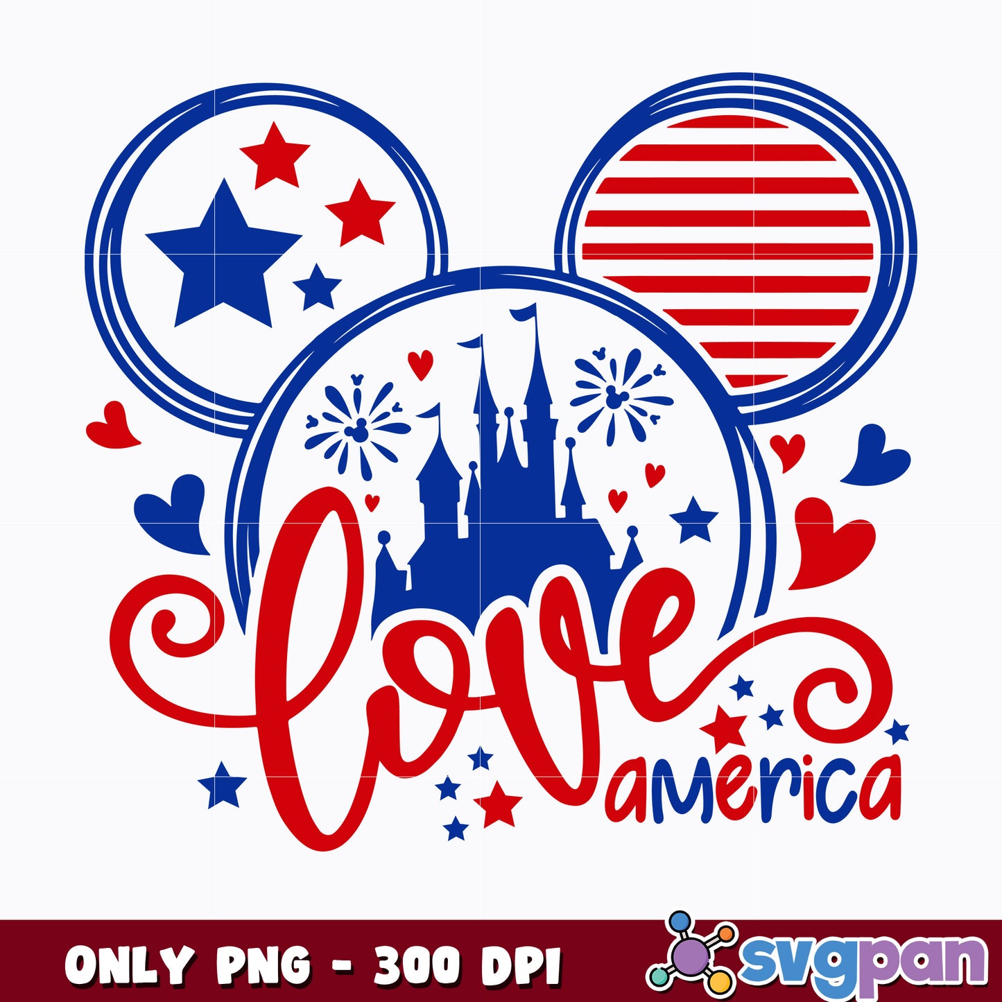 Love America Mickey png, 4th of july png