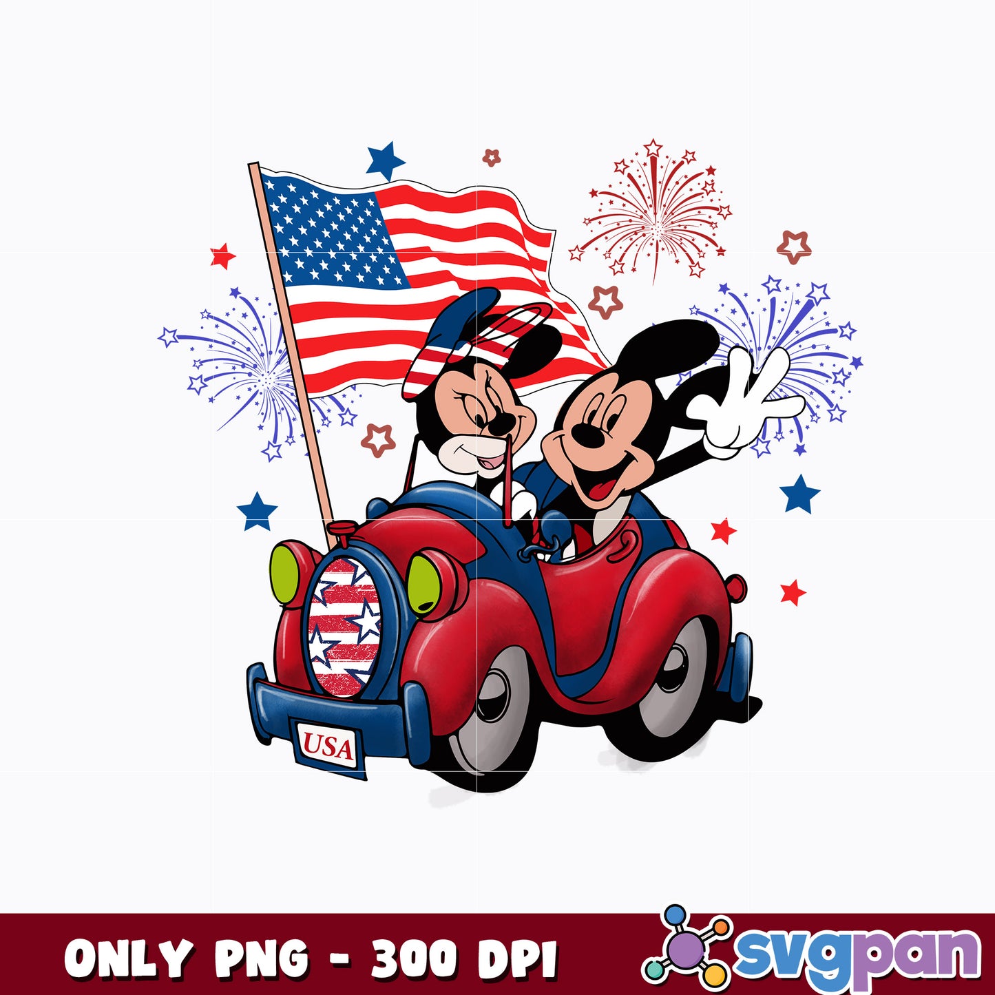 Mickey Minnie 04th Of July American png