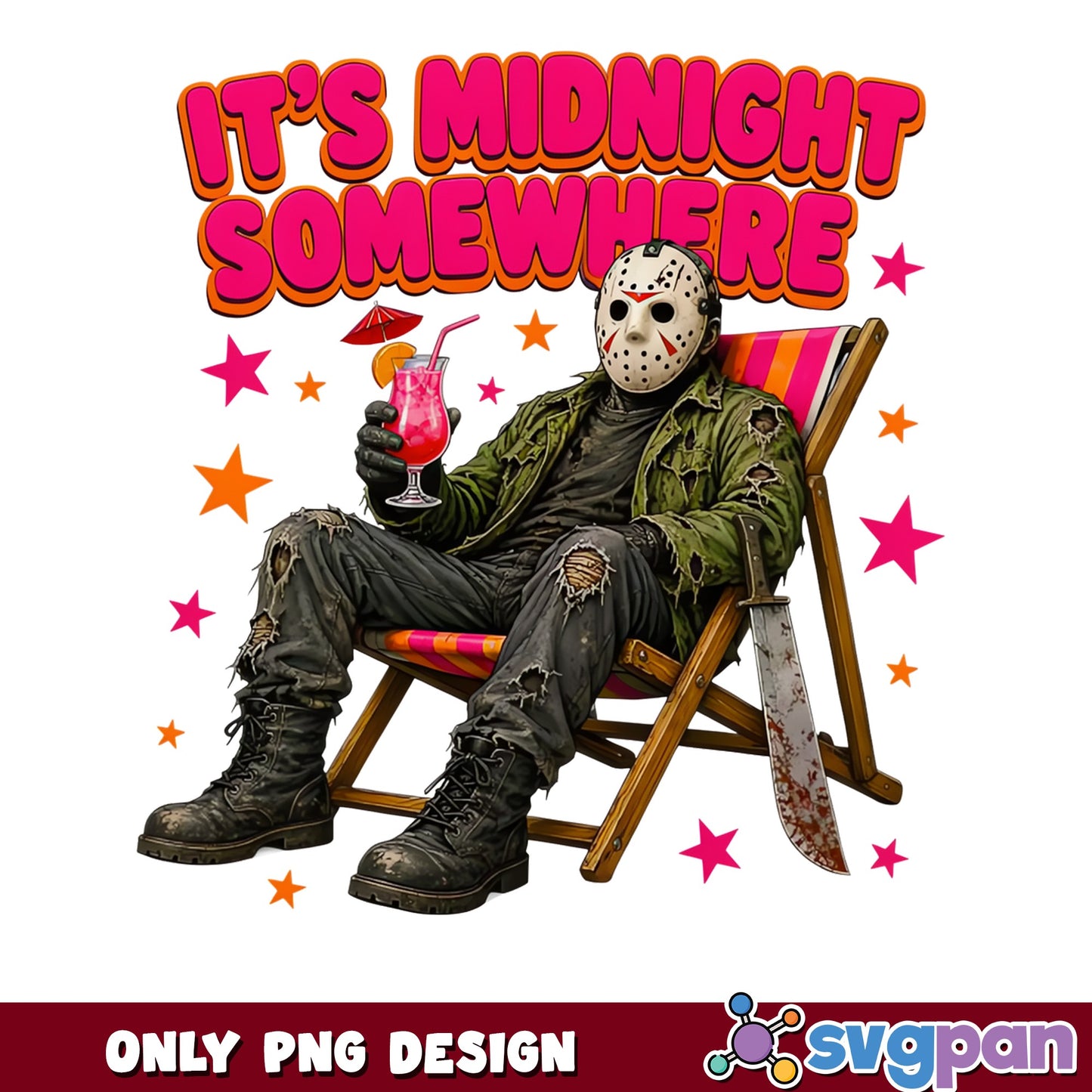 Jason Voorhees Its Midnight Somewhere PNG, Horror PNG, Halloween PNG