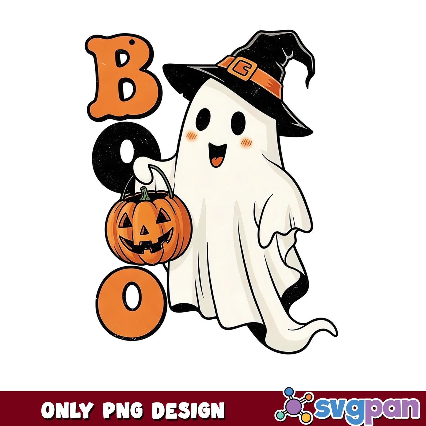Boo Ghost Halloween PNG, Cute Ghost Pumpkin PNG, Halloween PNG
