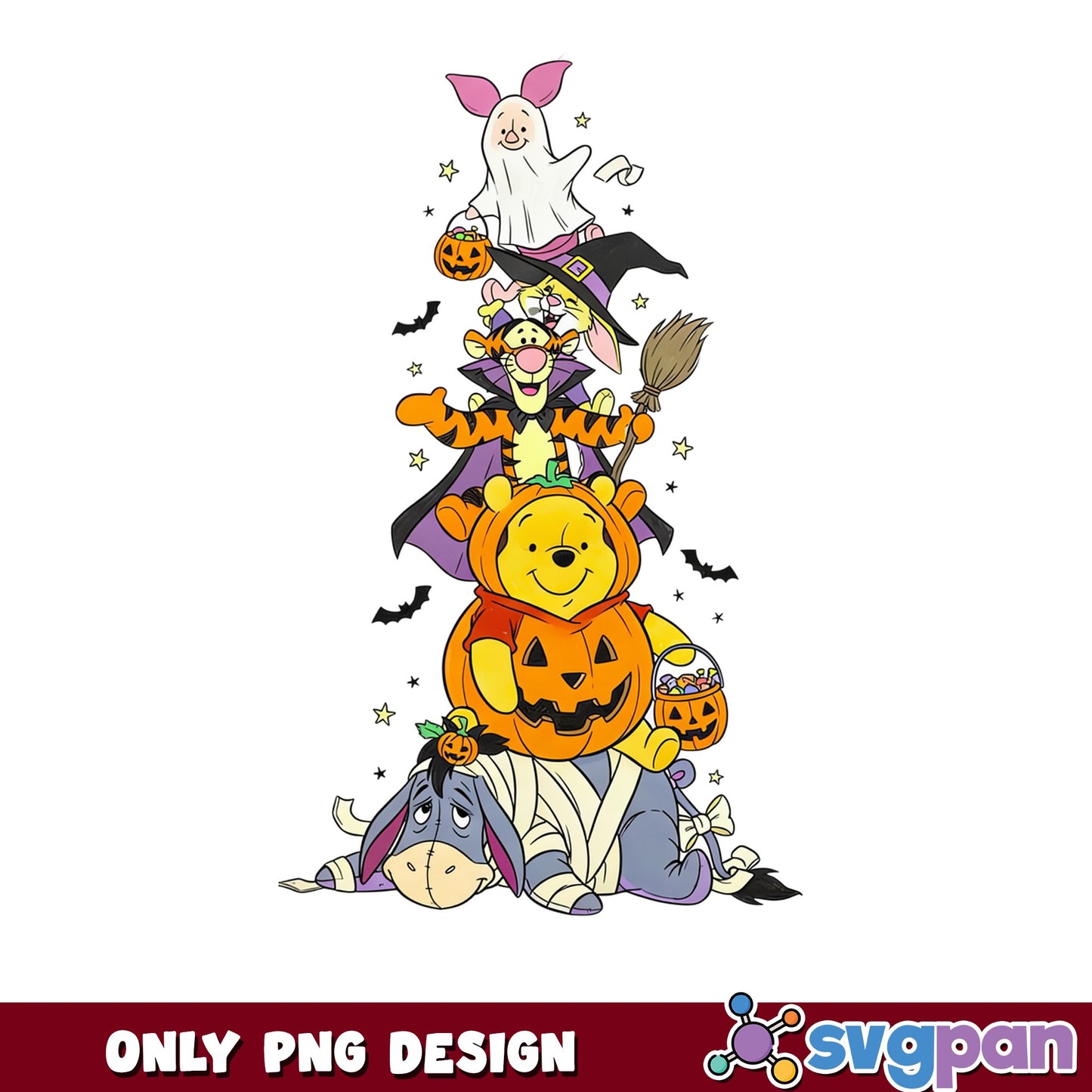 Winnie The Pooh Halloween PNG, Disney Halloween PNG, Pooh Friends PNG