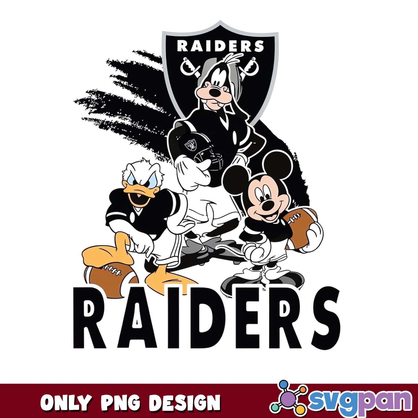 Raiders Mickey Donald Goofy PNG, Disney NFL Football, Las Vegas Raiders PNG