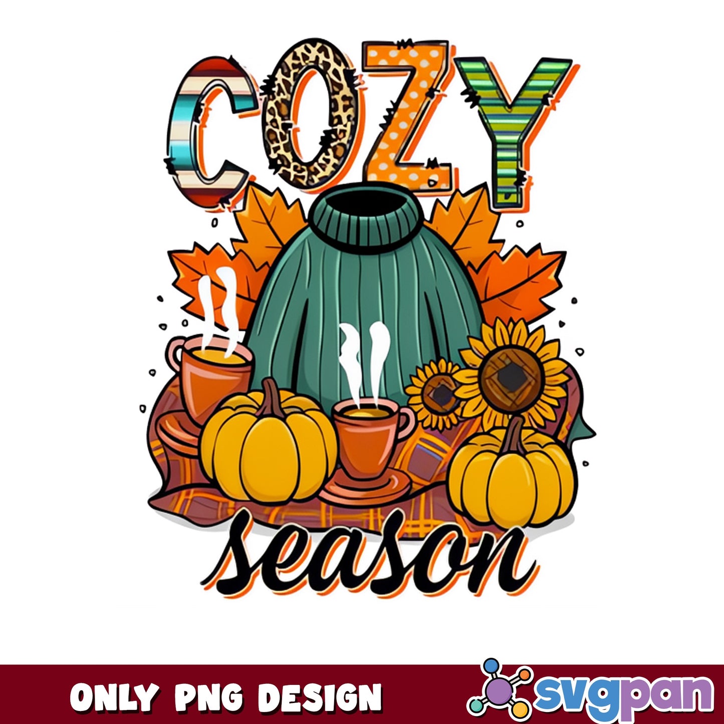 Cozy Season Fall PNG, Autumn Pumpkin PNG, Thanksgiving PNG