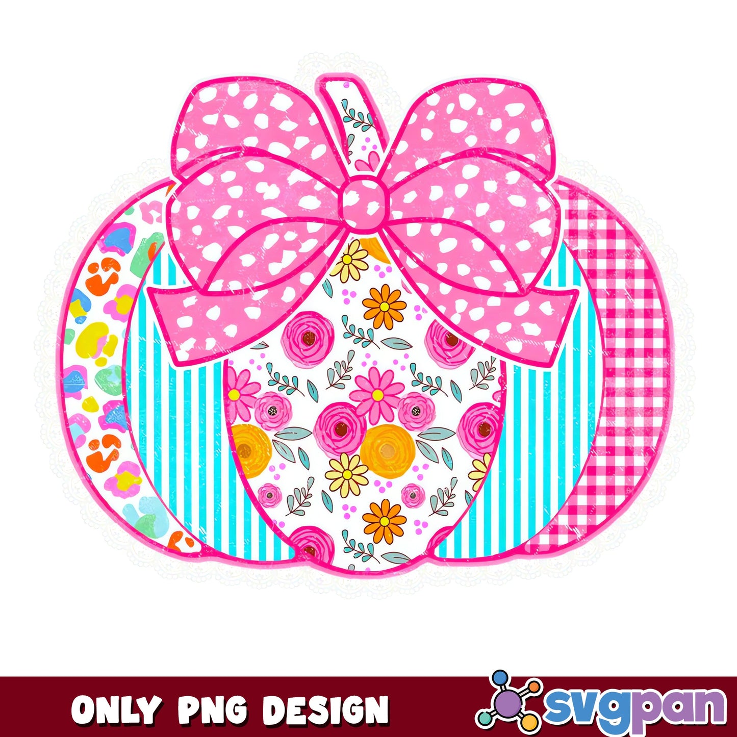 Coquette Pumpkin Floral Bow PNG, Pink Pumpkin PNG, Fall PNG