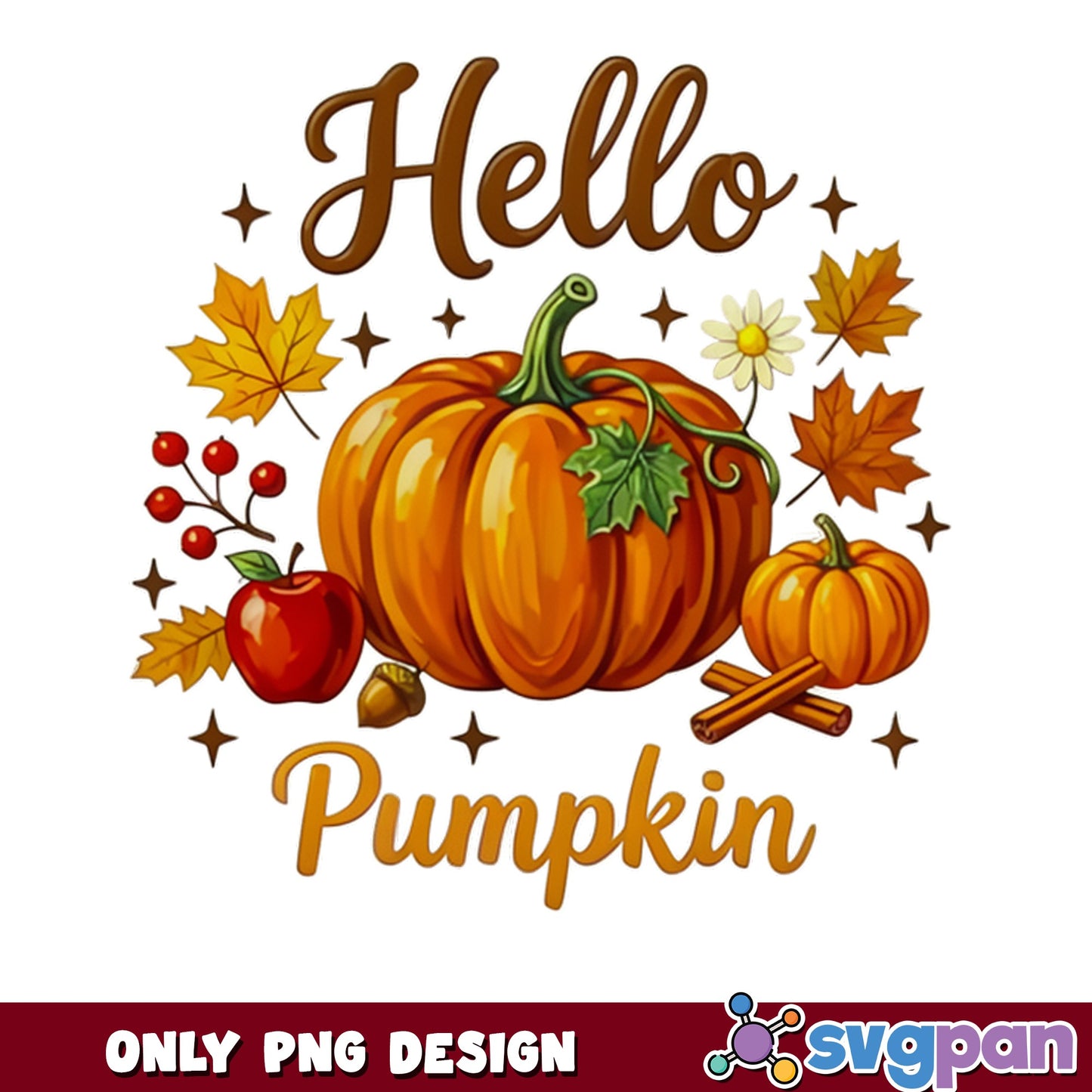 Hello Pumpkin Fall PNG, Autumn Pumpkin PNG, Thanksgiving PNG